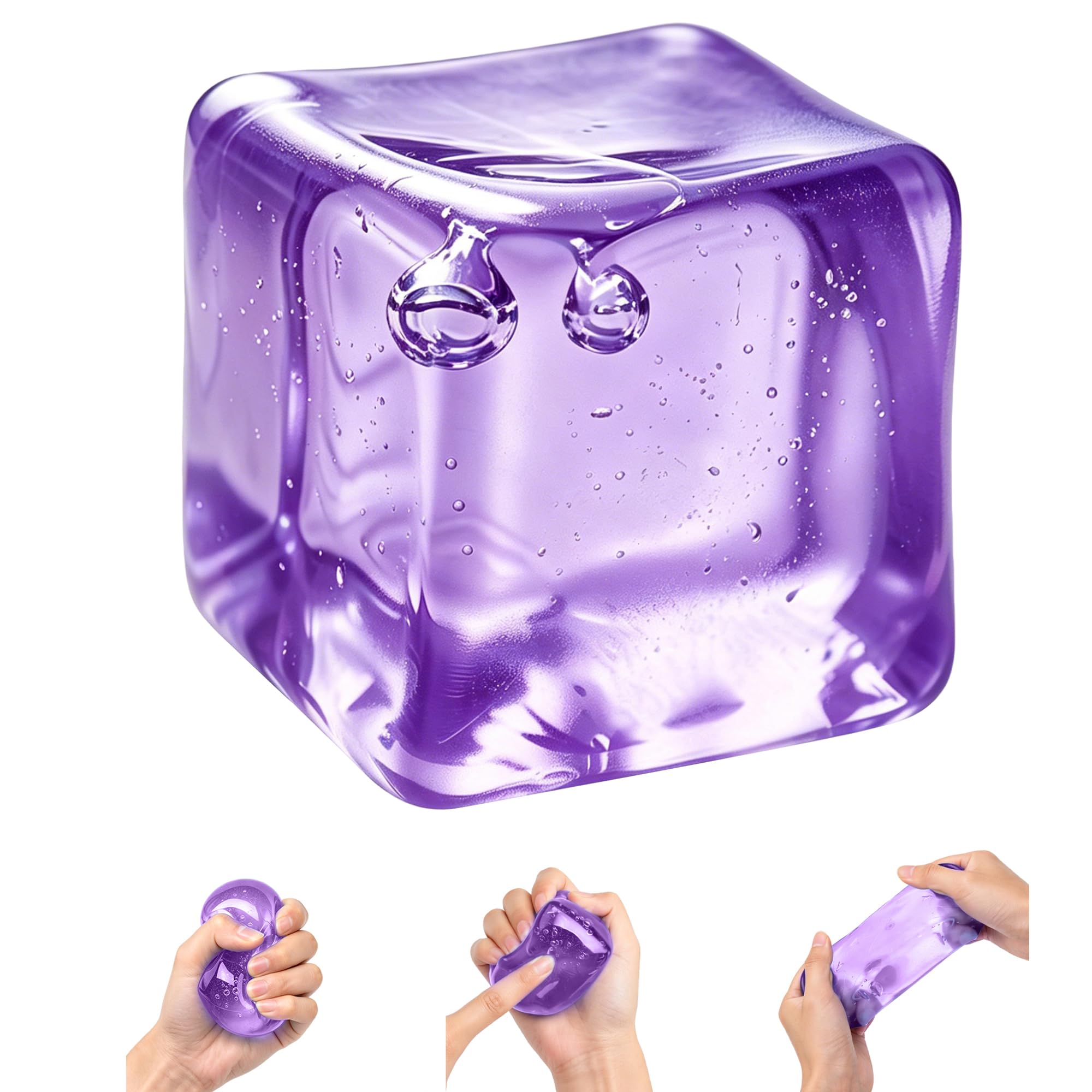 5.5cm Ice Cube Squishy Fidget Toys for Kids 3+ Teens & Adults, Soft Squeeze Sensory Toys for Stress & Anxiety Relief, Squishy Toy Classroom Prizes Party Favors to Help with Focus and Calm