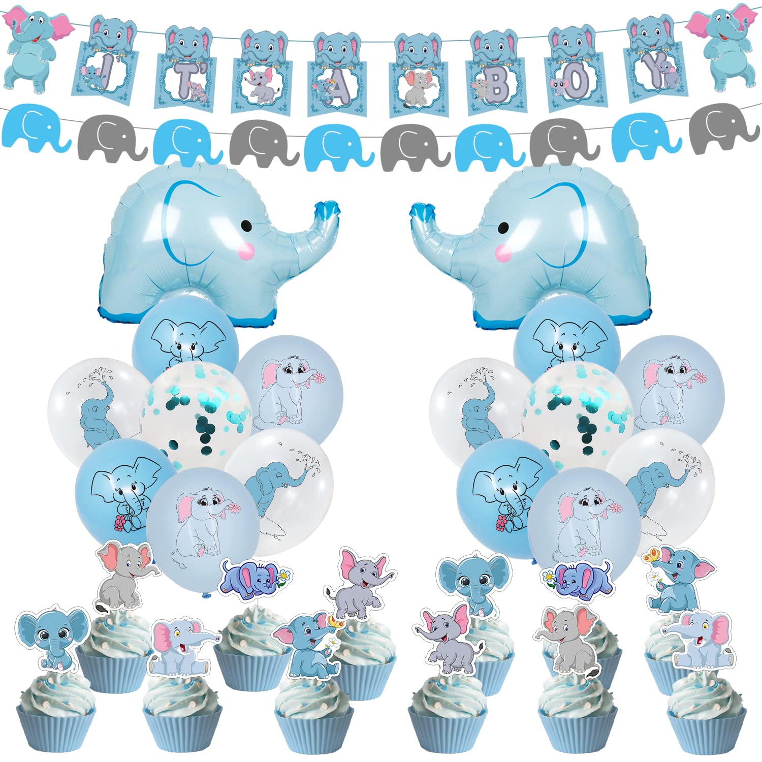 Buy Elephant Baby Shower Decorations, Blue Elephant Baby Shower
