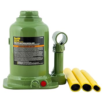 Pro-Lift Welded Bottle Jack 12 Ton - Low Profile (24,000 Lbs) Capacity Hydraulic Lifting with Side Pump Two-Piece Handle