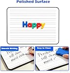 5-Pack Small White Board 9”x 12”, Double Sided Magnetic Whiteboard with Lines, Dry Erase Whiteboard with 5-Erasers,5 Magnetic Pins and 5 Markers for Students, Teacher School