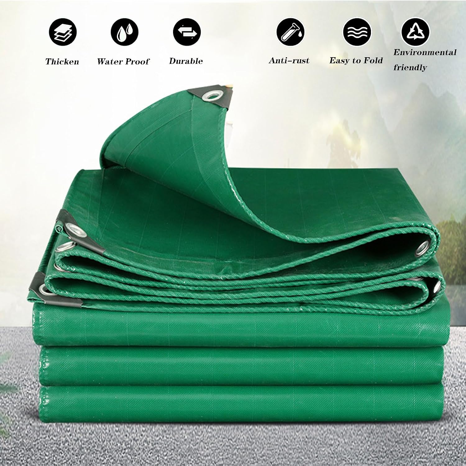 Waterproof Tarp Cover for Outdoor 26.2x32.8ft, 18 Mil Resistant Tarpaulin, Heavy Duty Tarp Cover with Grommets, Boat Tarps Covers Rip and Tear Proof, Multifunctional Canvas Tarps
