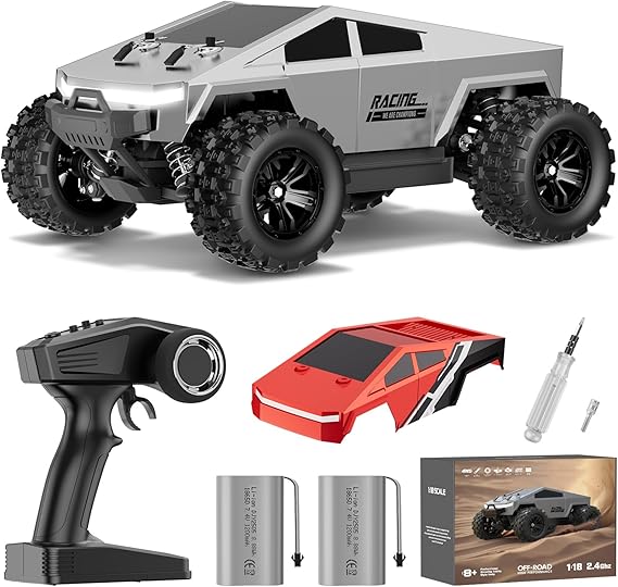 WayEee 1:18 Fast RC Car 40 KPH High Speed 4X4 Remote Control Monster Truck, All Terrain Vehicles Toy with 2 Batteries, 2.4GHz Remote Control, 2 PVC Shell Off-Road Pickup, Gift for Kids and Adults