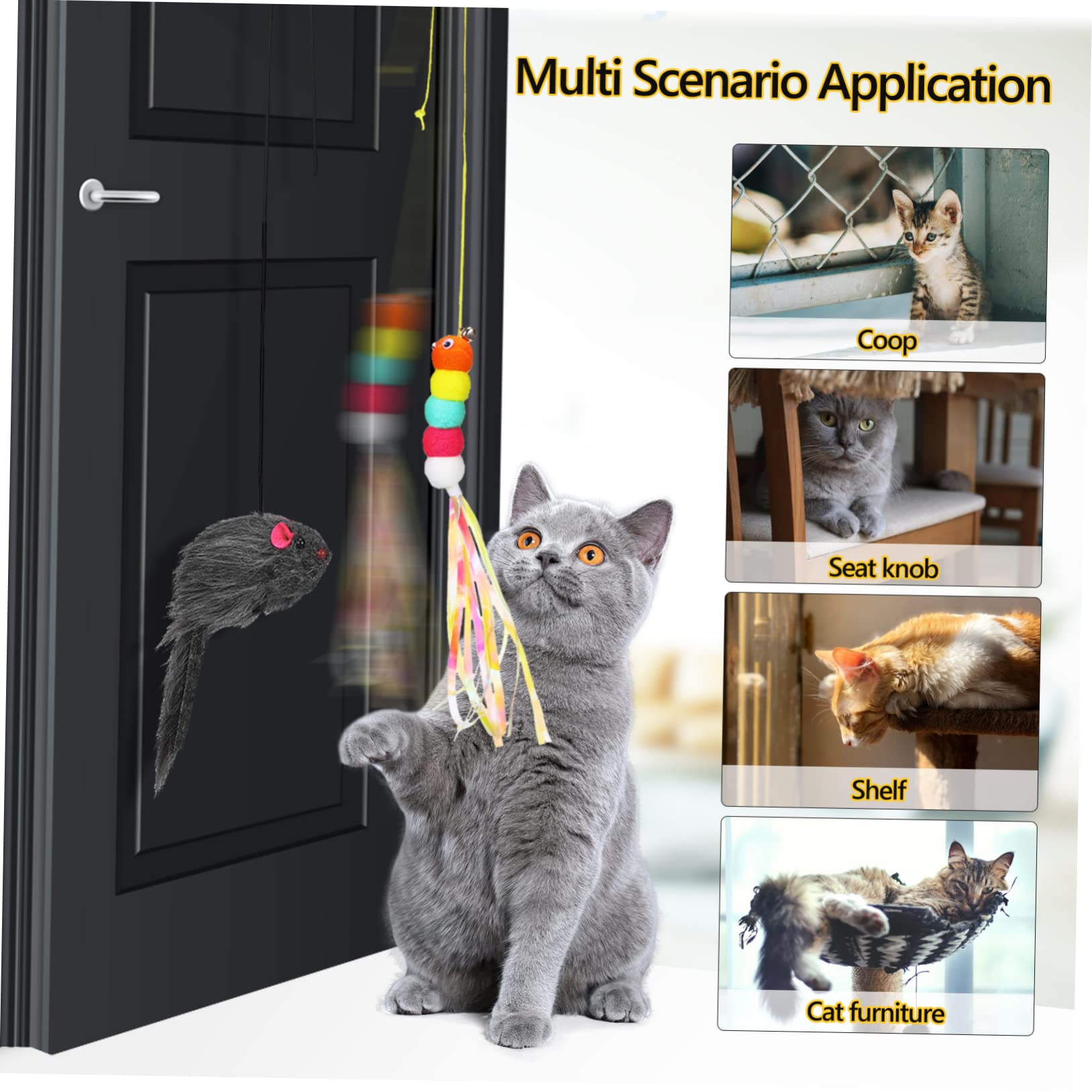 INOOMP Stück Hängendes Katzen Teaser Spielzeug Katzenschaukeln Für Drinnen Katzen Kätzchen Katzenstock Spielzeug Stofftier Katzenspielzeug Tür Katzenminze Spielzeug
