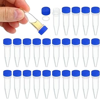 PATIKIL 1.5ml Plastic Cryogenic, 25Pcs Cryogenic Vial Screw Top Frozen Test Tube for Lab Laboratory Science, Blue Cap