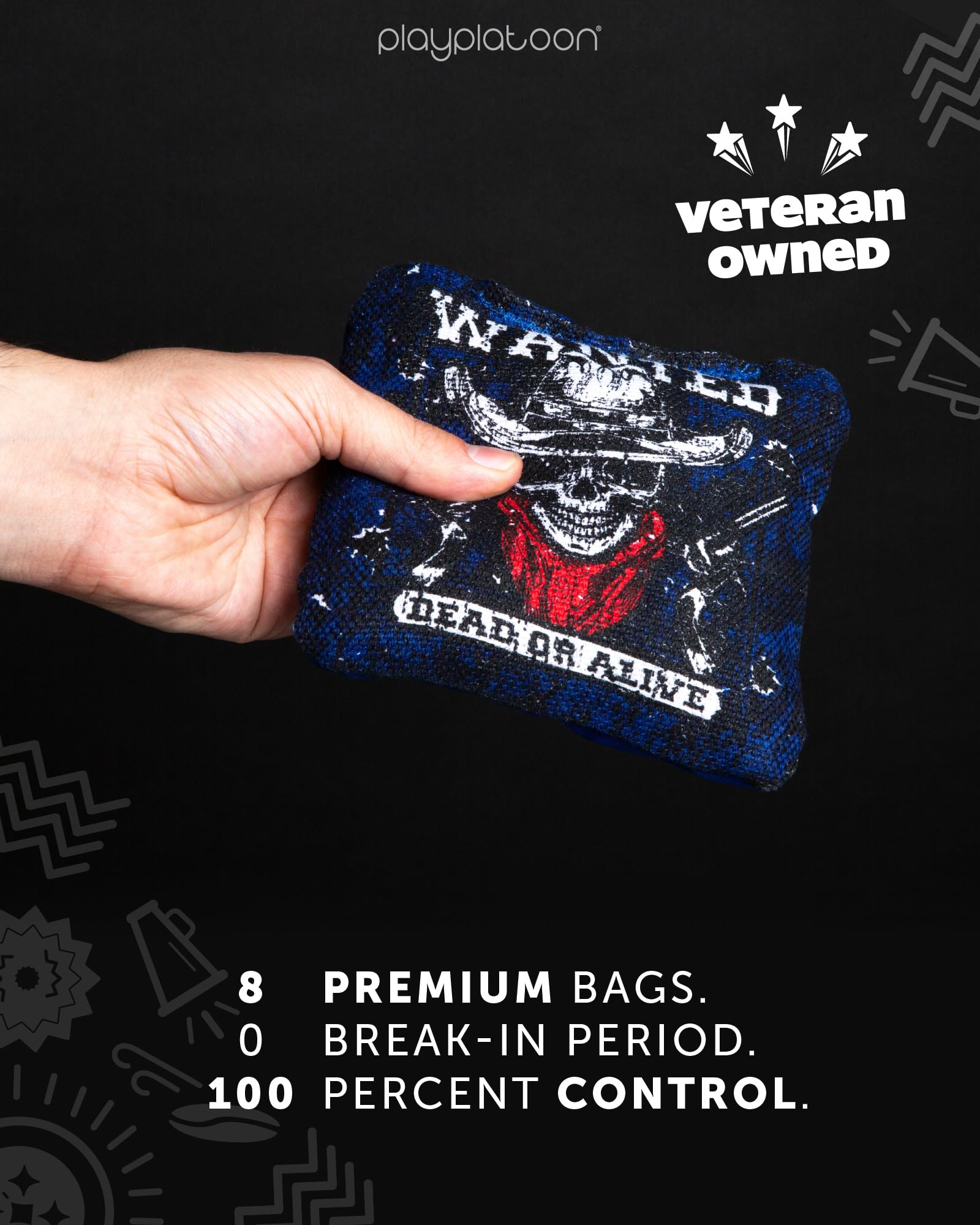 Play Platoon Tournament Series Cornhole Bags - Pro Style Dual Sided Slick and Sticky Side Bags - Set of 8 - Designed in USA