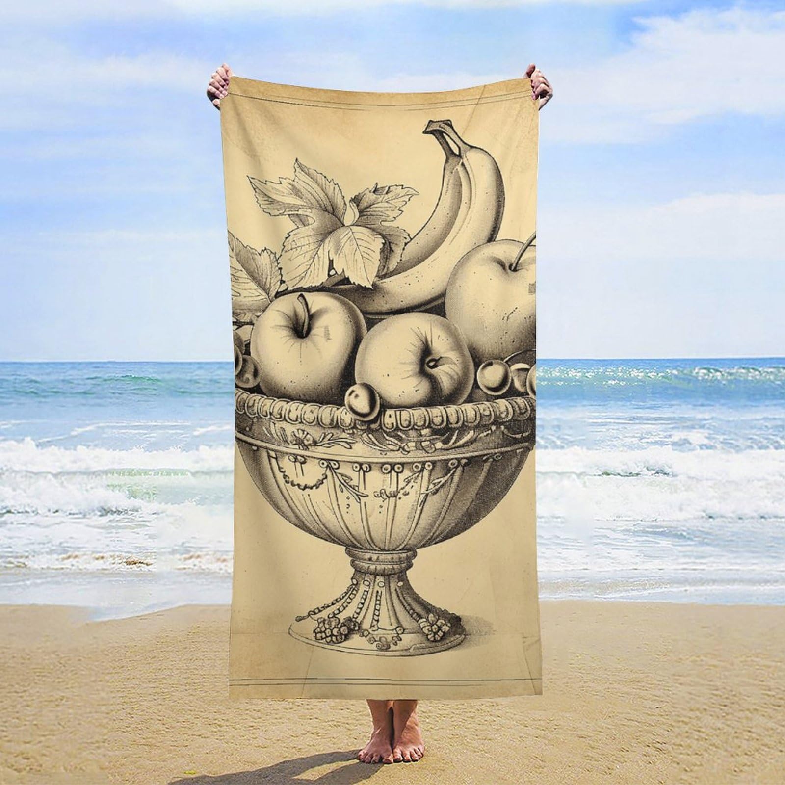 NTVOWPZO an Elegant Bowl Beach Towel Oversized Microfiber Bath Towels Lightweight Sand Proof Beach Towels Absorbent Pool Towels for Swimming Yoga Bathroom Towel 31.5" X 63"