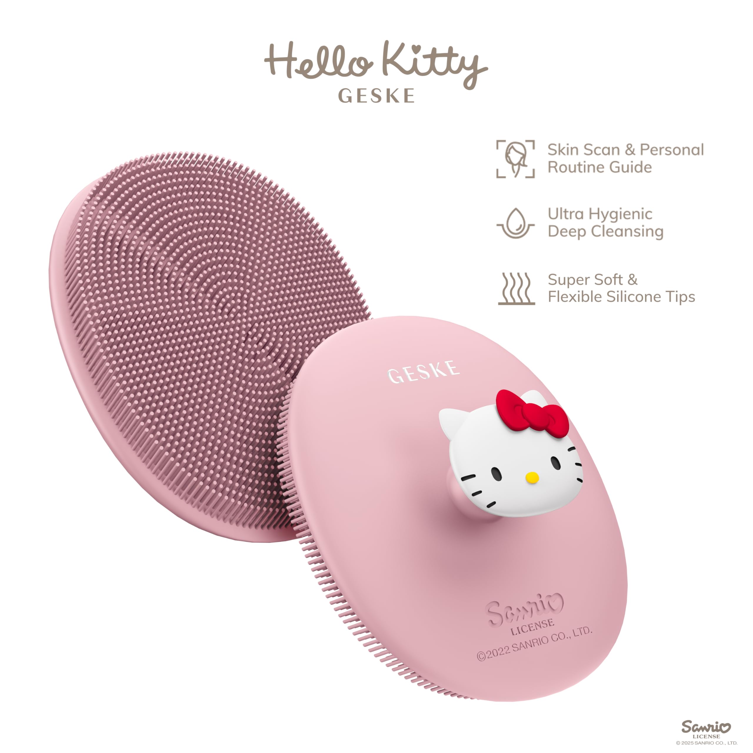 GESKE x Hello Kitty | Szczoteczka do twarzy SmartAppGuided™ | 3 w 1 | Szczoteczka do twarzy | Szczotka do czyszczenia | Silikonowa szczoteczka do twarzy | Oczyszczanie skóry