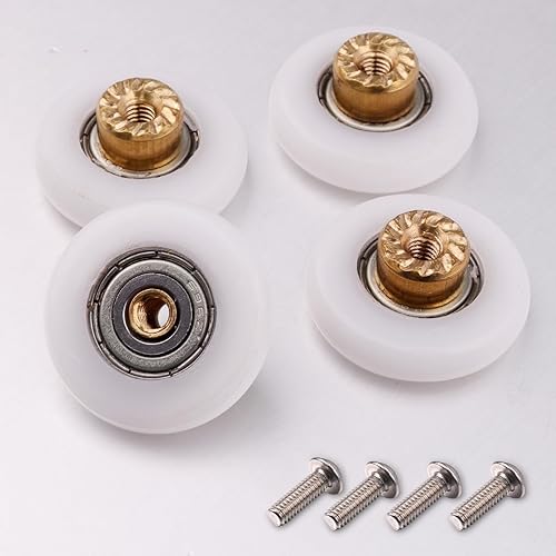 Miniatura 6 de Atoplee 4 rodillos para puerta de ducha  pieza de repuesto de 0.79 pulgadas para corredor de cristal de baño, puerta corrediza de ducha (diámetro