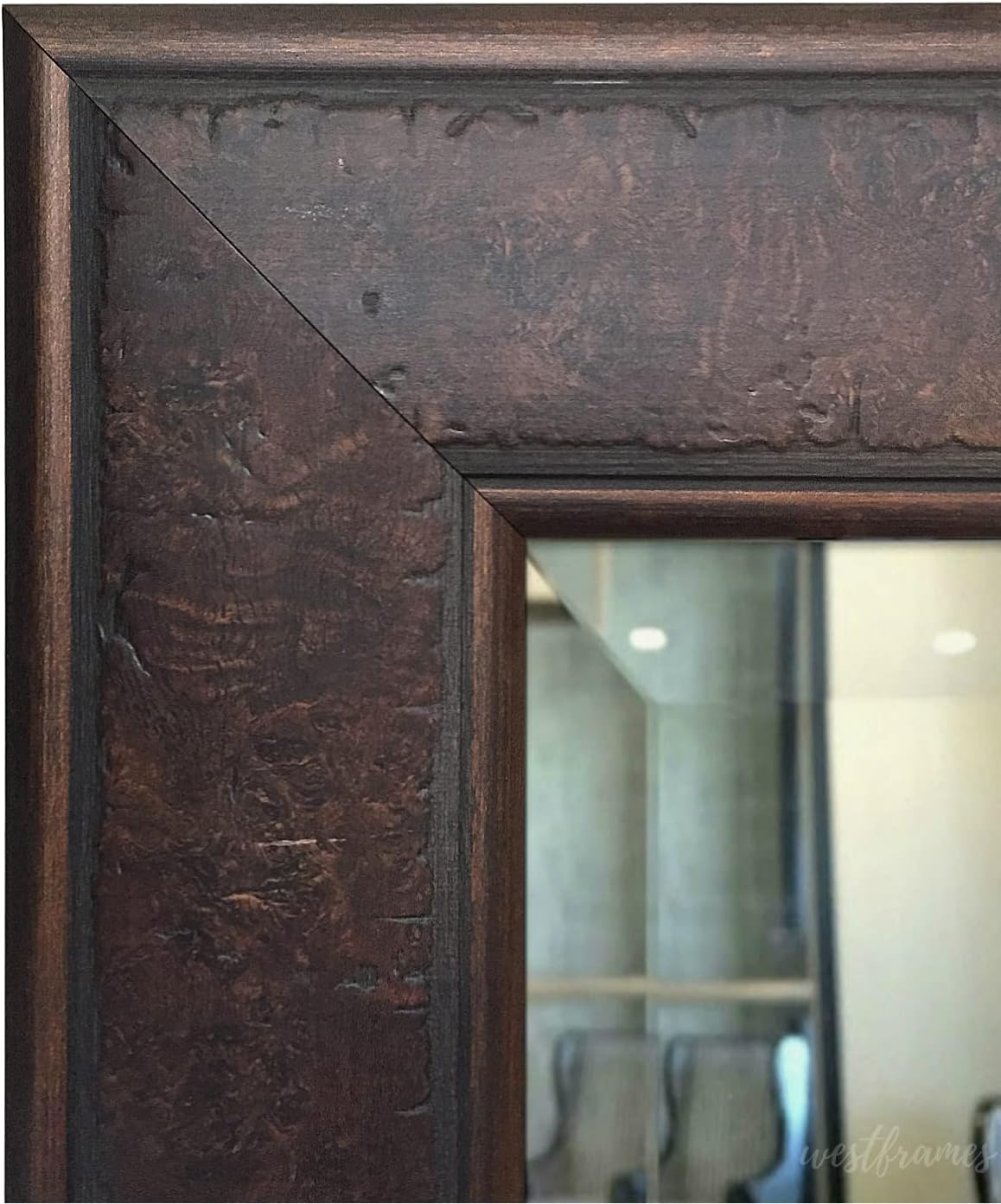 Marcello Rustic Rectangular Framed Wall Mounted Mirror (28" x 32", Walnut Brown)