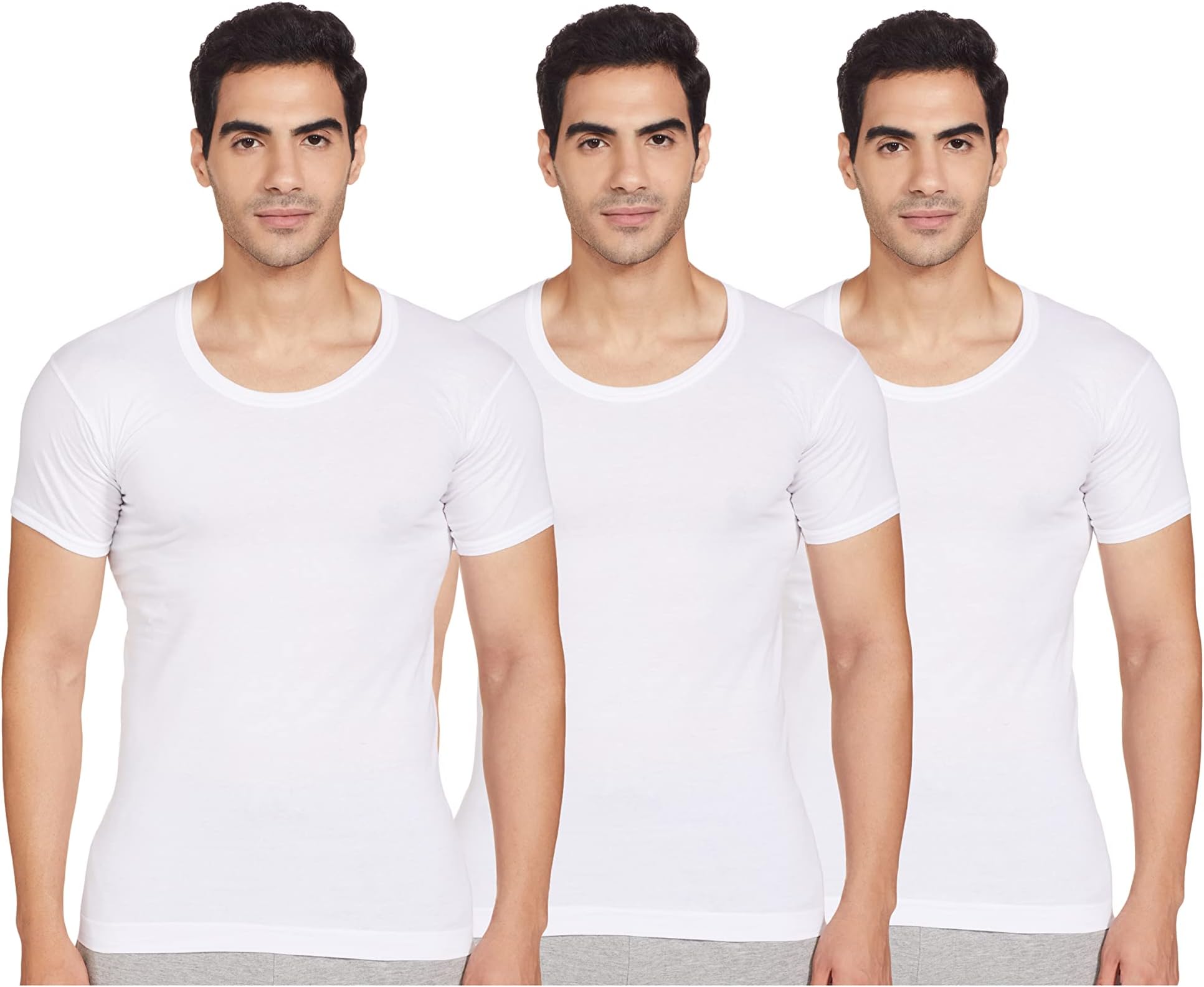 Rupa Coblue Men's Solid Half Sleeves Basics Regular Fit Vest (Pack of 3)