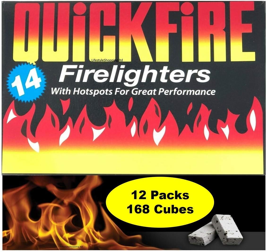 Fire Lighters Quickfire Firelighters Bulk Pack Hotspots Burners BBQ COAL LIGHTERS WOOD BURNERS (12 Pack of 14)