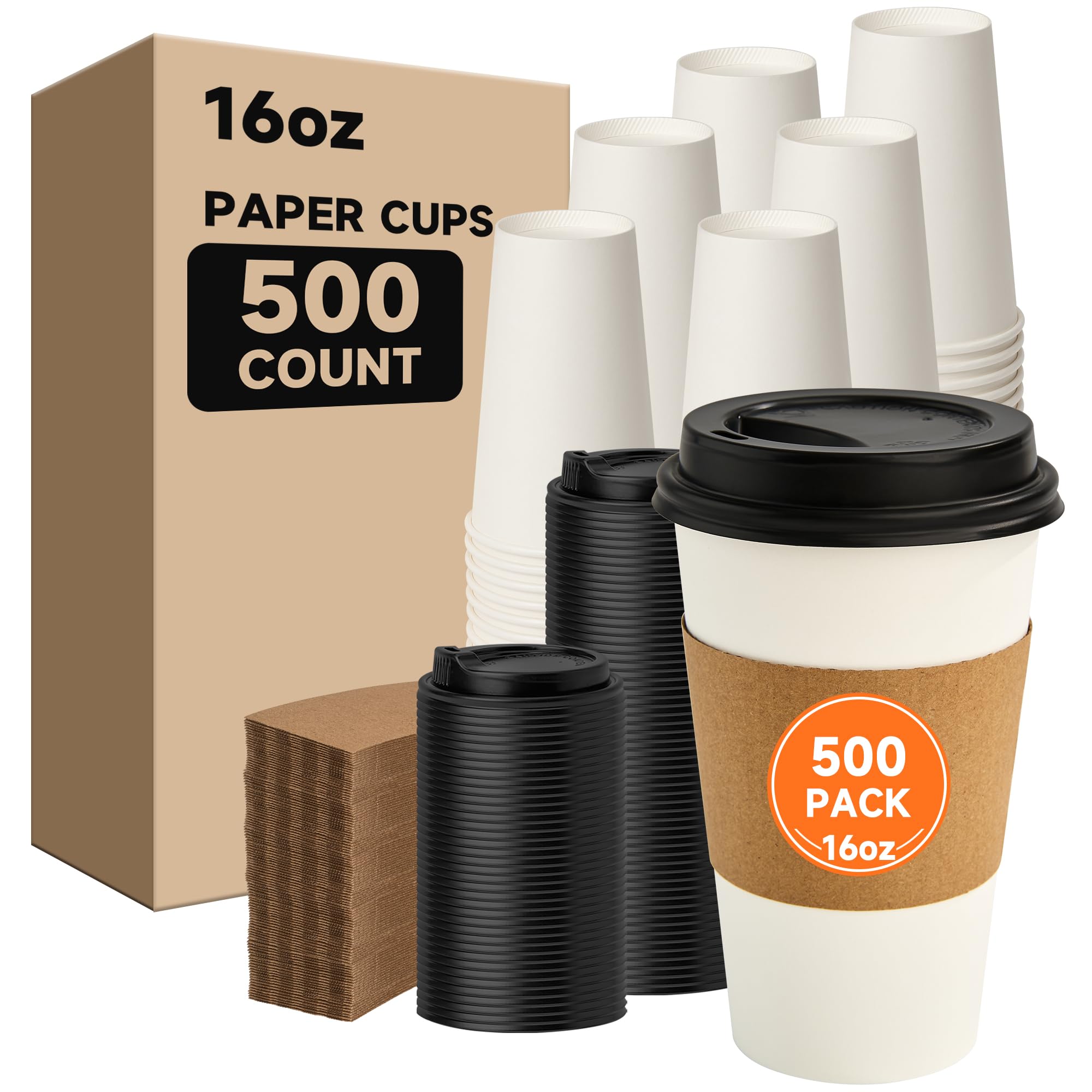 Disposable Coffee Cups with Lids - 100 Pack -23