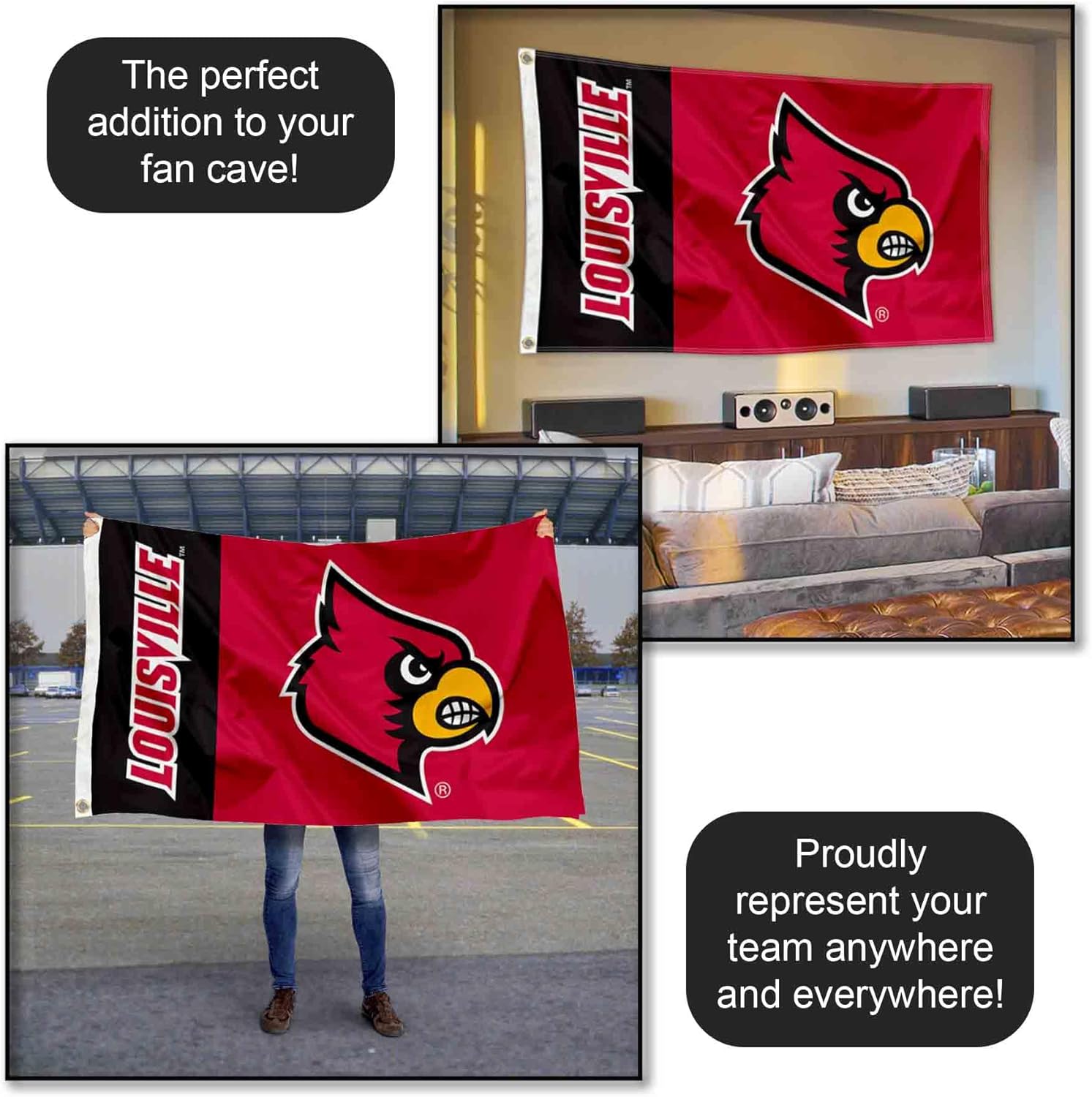 Louisville Cardinals Wordmark Logo Large Grommet Banner Flag - Image 5
