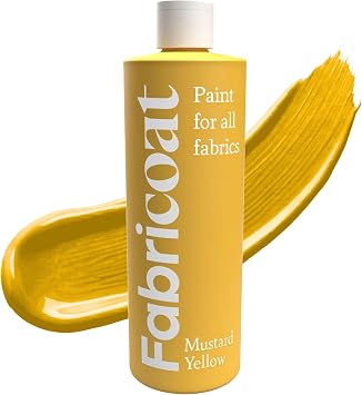 Fabricoat Mustard Yellow Fabric Upholstery Paint & Dye | 250ml / 8.5 fl oz | Mustard Yellow - Restore or Change Color of Couches Chairs Upholstery Car Interiors Clothing - Soft Flexible Finish
