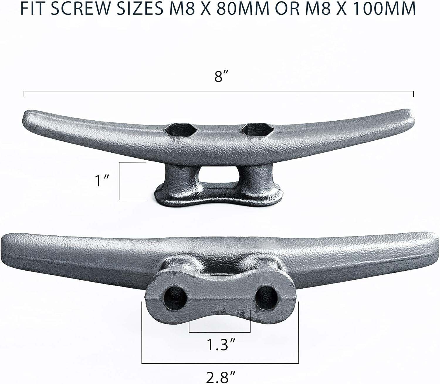 Simplified Living 8" Dock Cleat, Weatherproof Galvanized Cast Iron Boat Cleat Tie Downs for Marine Pier or Decorative Nautical Maritime Décor, 4, 8, 16 Pack : Sports & Outdoors