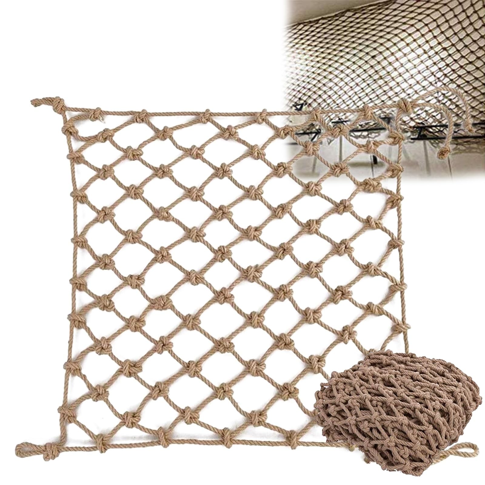Lwjsocp Safety Rope Netting Fence, 20X23ft Indoor Decorative Climbing Cargo Net, Tree House Playground Safety Net - 1Cm Rope For Child Protection And Fun