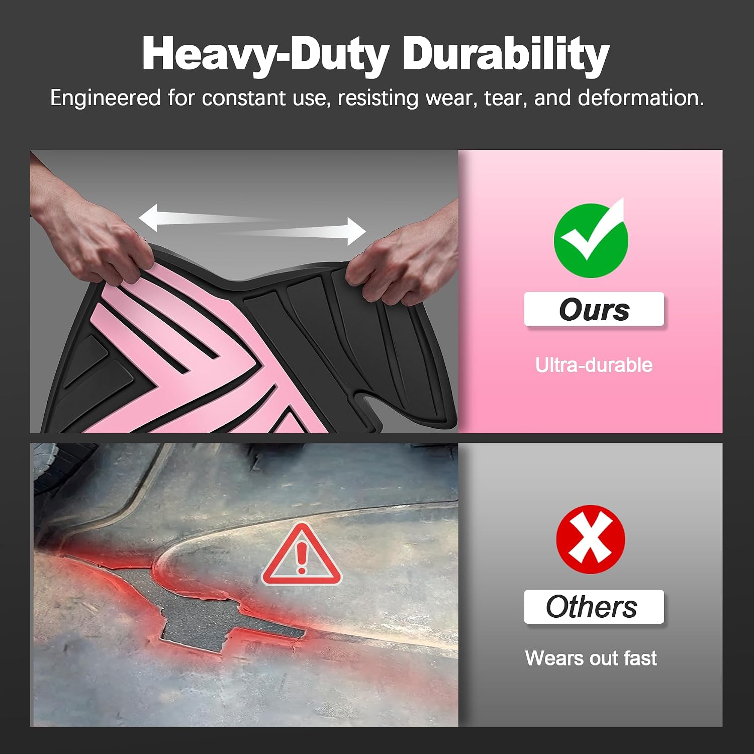 TTX LIGHTING Floor Mats Compatible with Subaru Crosstrek 2016-2017/Impreza 2012-2016/WRX 2015-2021, Custom Fit All Weather 1st & 2nd Row Floor Liners, Black & Pink