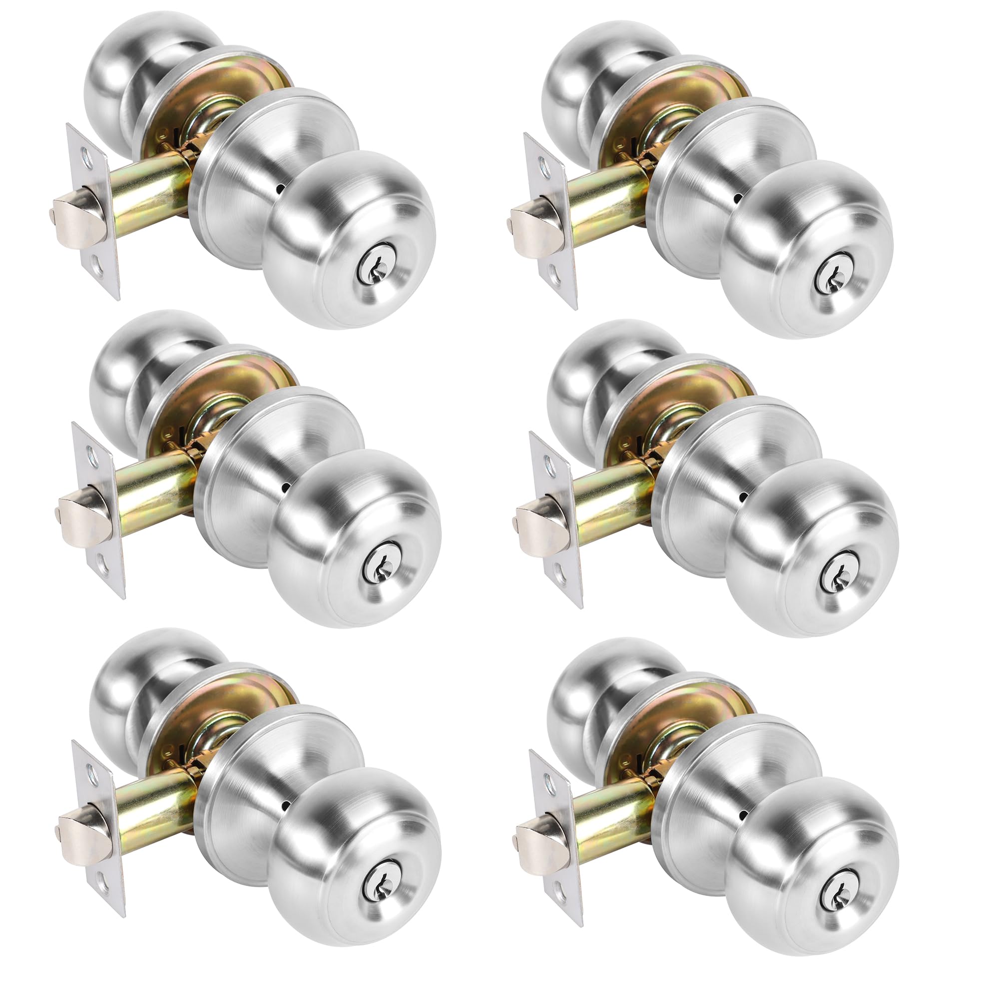 Matte Black Door Knobs with Lock - 6 Pack -11