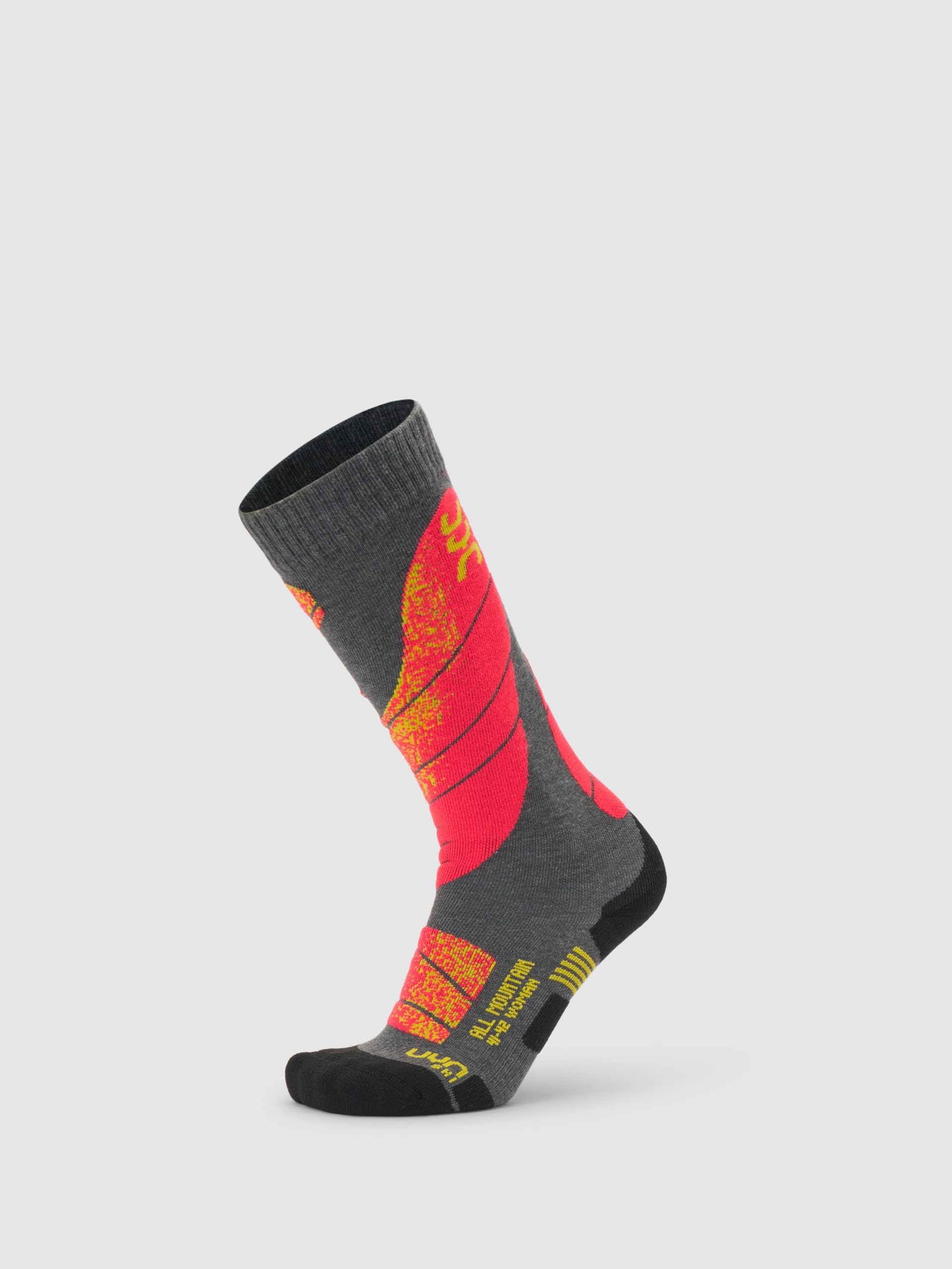 UYN S100042 SKI ALL MOUNTAIN Socks Women's Medium gray melange/pink 38