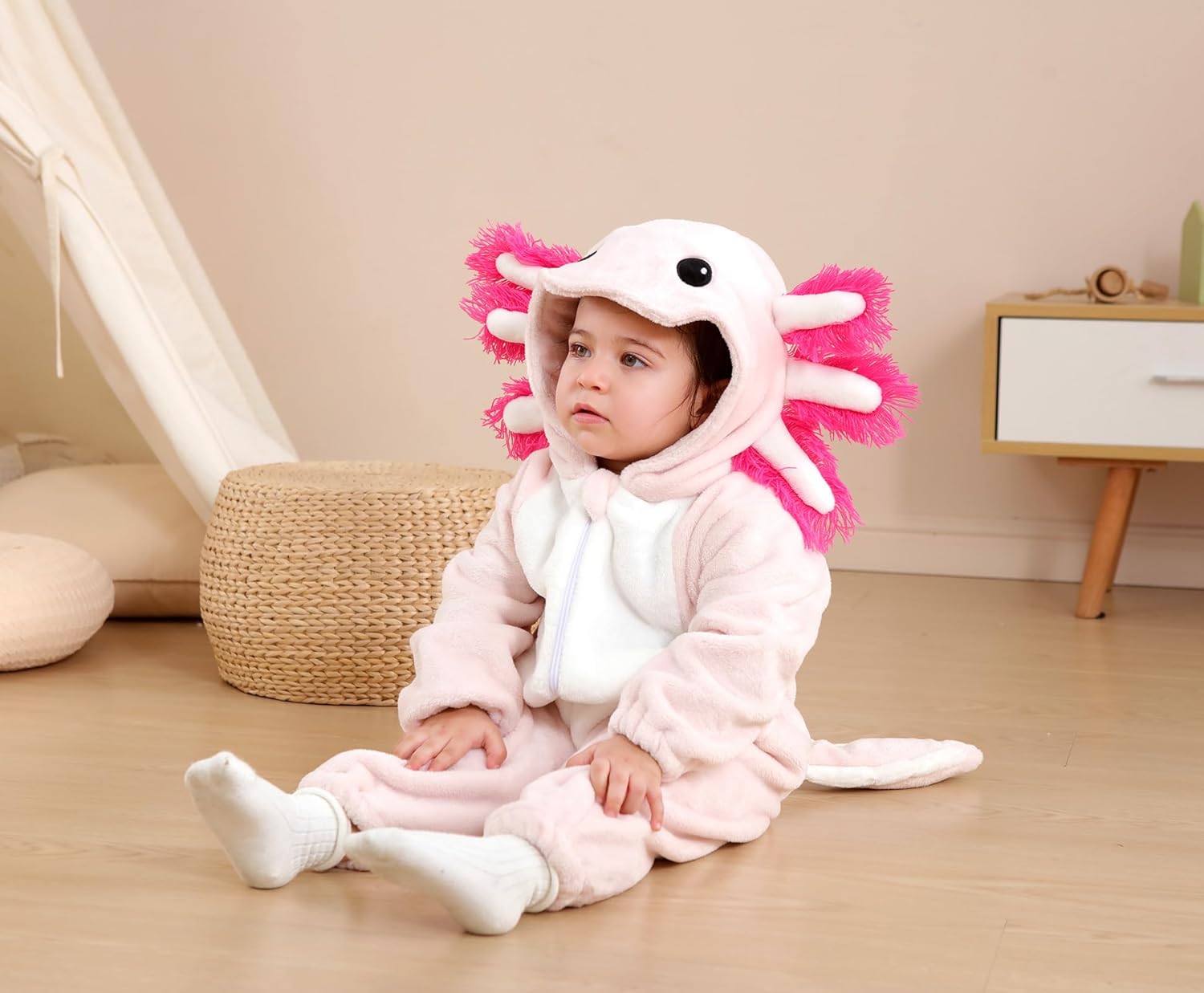 CuteOn Axolotl Toddler Halloween Costume Onesie Cosplay Romper Christmas Infants Baby Costume 3Months-4Years