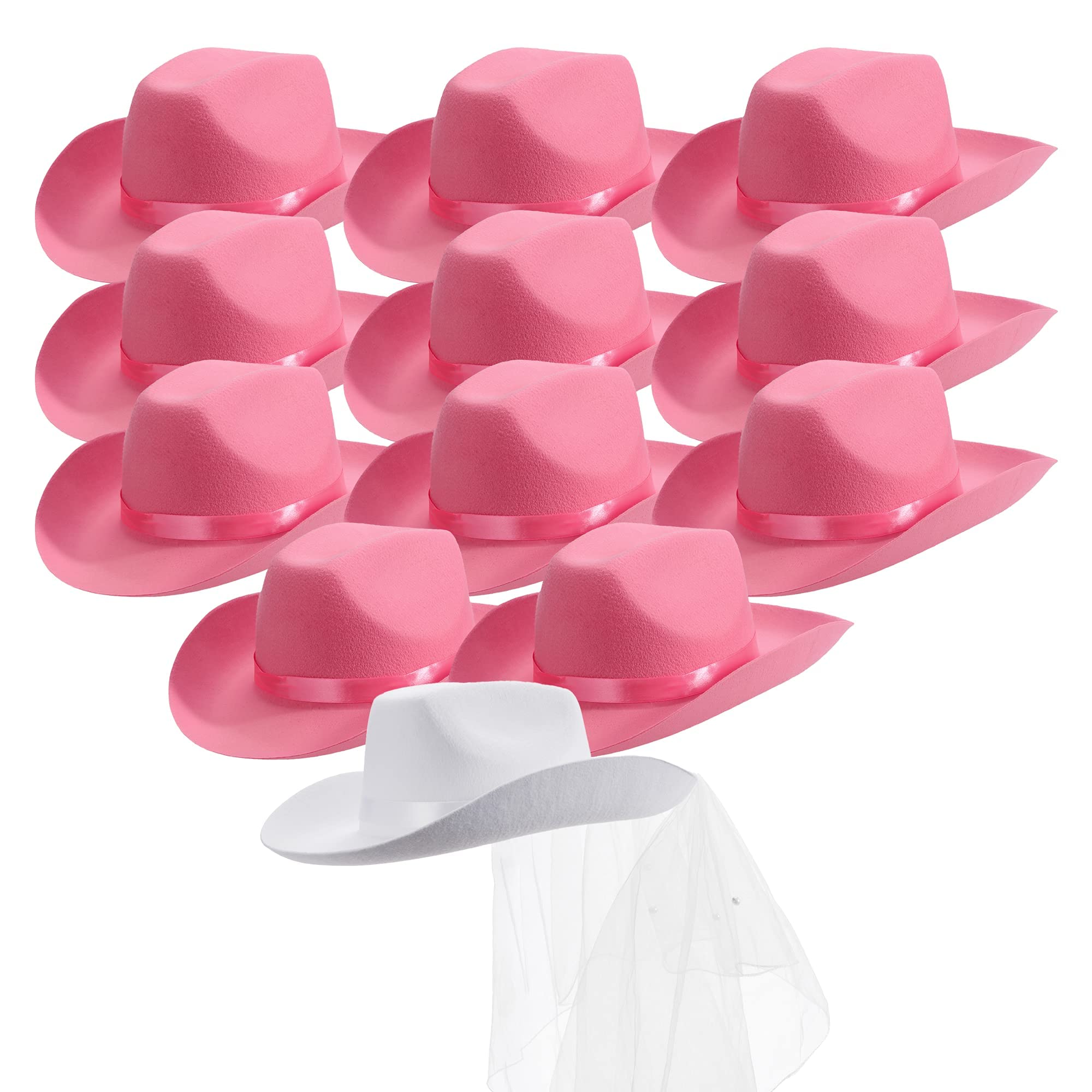 Pop Fizz Designs Bachelorette Cowgirl Hats Includes Bride White Cowboy Hat and Cowgirl Hats