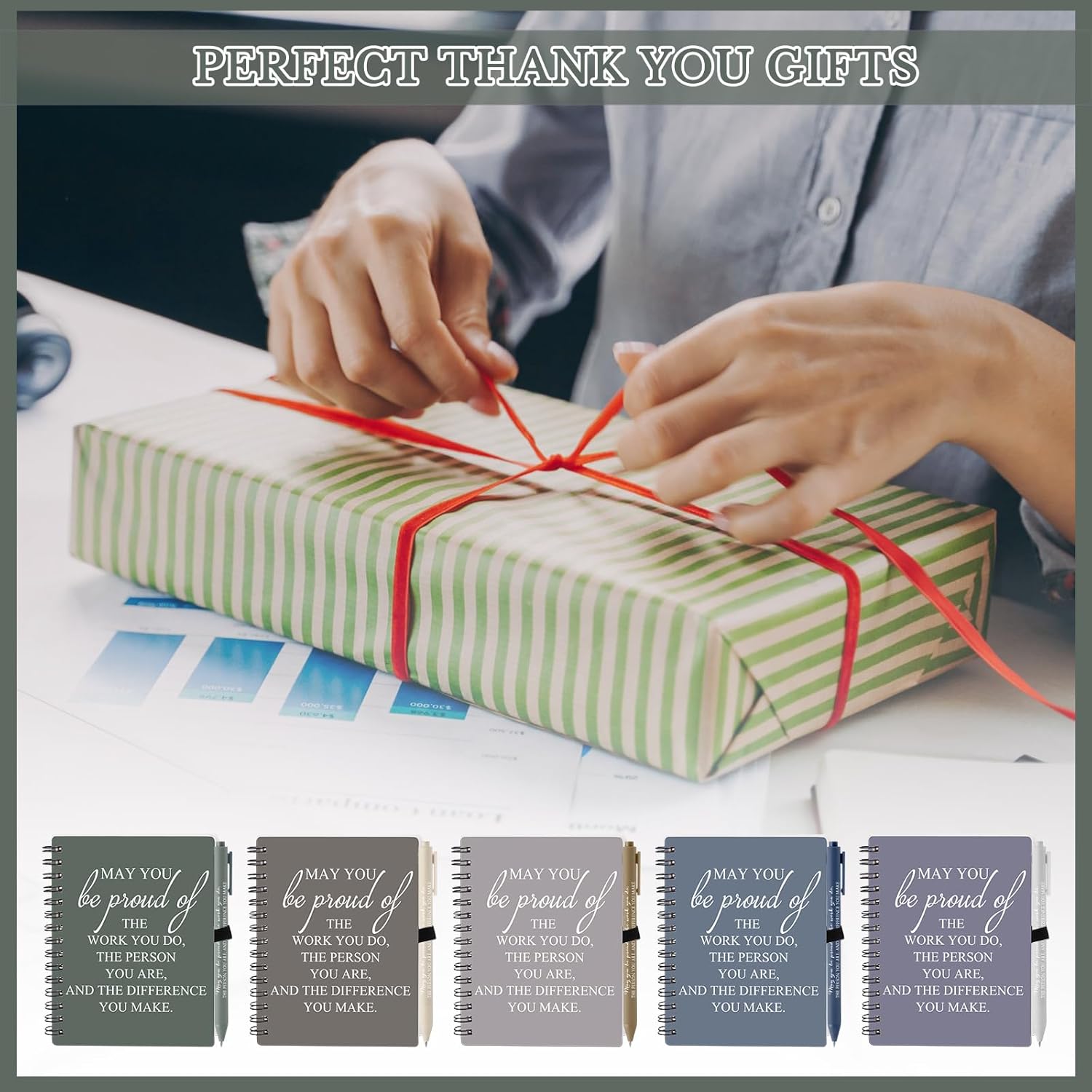 Honoson 30 Sets/60 Pcs Valentines Employee Gifts May You Be Proud The Work Notebook with Ballpoint Pen Inspirational Journals Office Valentines Thank You Gifts for Team Coworker Staff (Chic Color) - Image 5