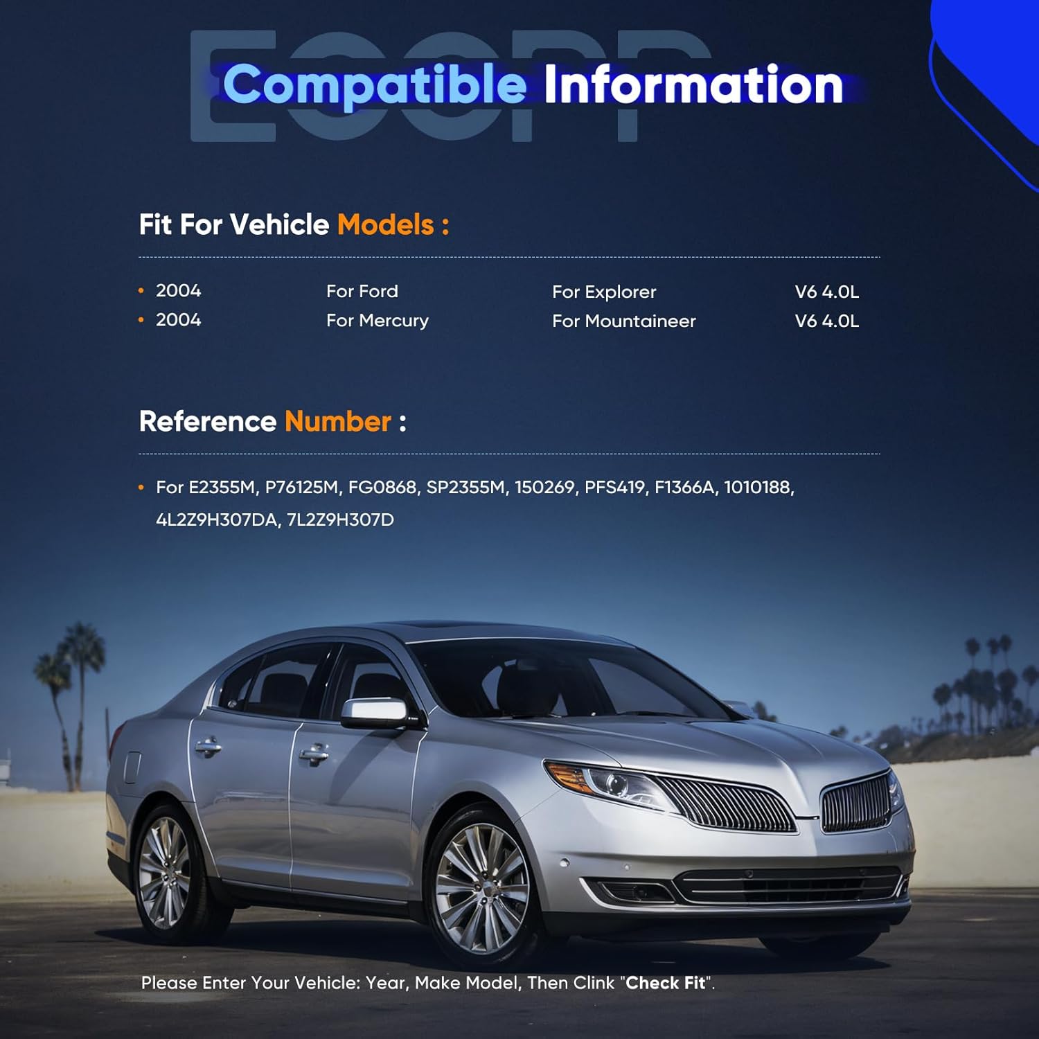 ECCPP Fuel Pump Replacement E2355M Compatible with Ford Explorer & Mercury Mountaineer 2004 V6 4.0L, Replaces SP2355M, P76125M, FG0868