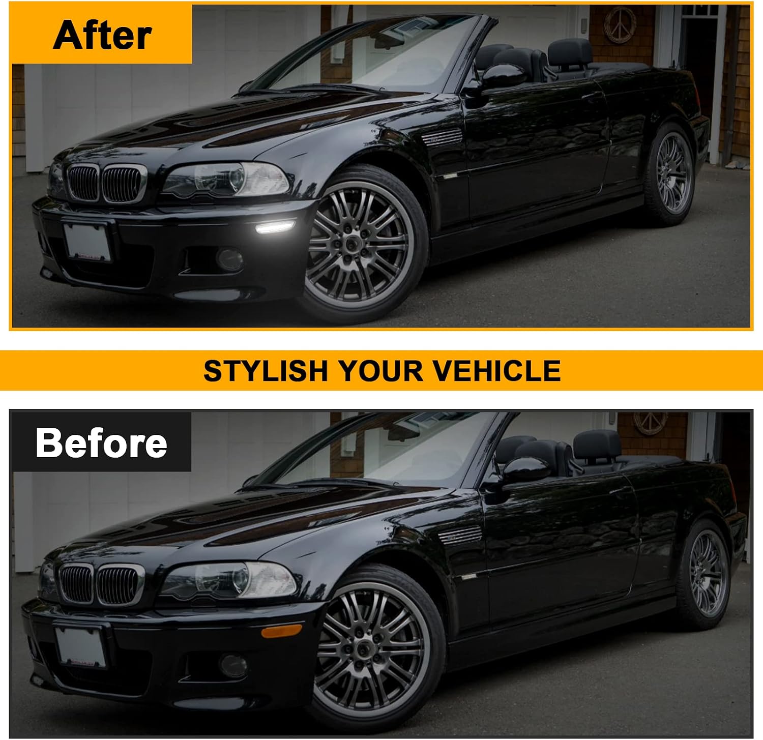 Front LED Sequential Side Marker Lights Replacement for E46 Coupe/Convertible/Sedan/Touring/Compact 1998-2006 (B3,Cleaer Lens White LED For 1999-2003 46 Coupe)