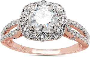 SAVEARTH DIAMONDS 0.90 Cttw Round Lab Created Moissanite Diamond Split ...