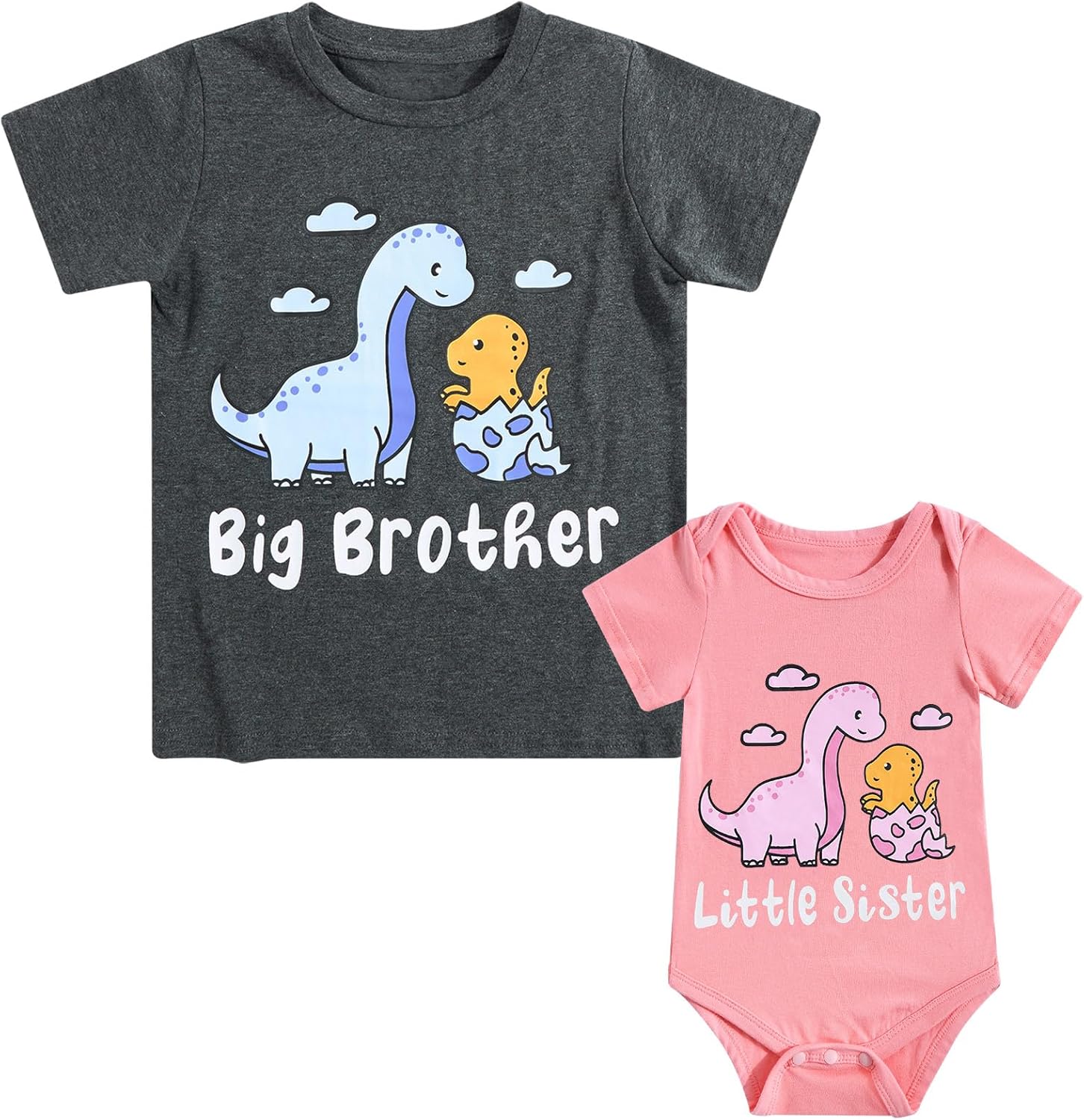 Funnycokid Big Brother Little Sister Matching Outfits Baby Girl Clothes Toddler Boys T-Shirt Announcement Gift