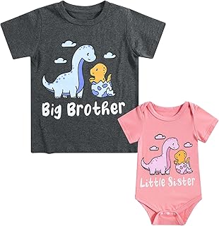 Big Brother Little Sister Matching Outfits Baby Girl Clothes Toddler Boys T-Shirt Announcement Gift