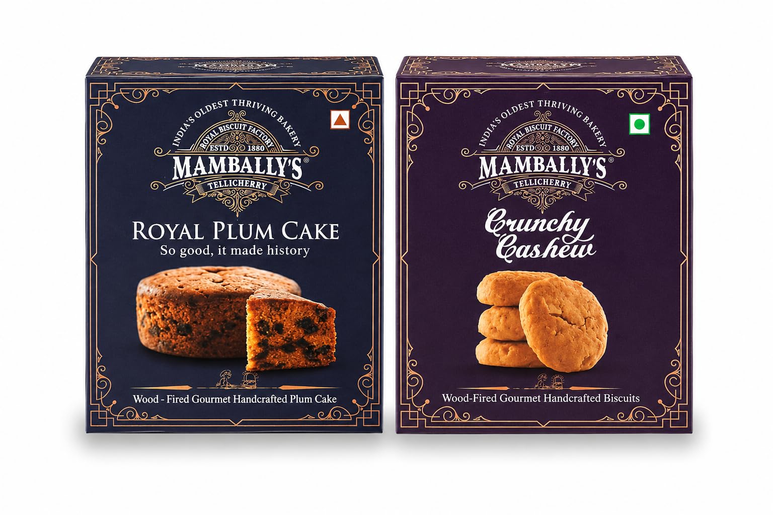 Mambally's Royal Plum Cake and Crunchy Cashew Biscuits Combo Pack Tea Time Snack Healthy Snack Combo Wood Fired Fruit Cake Butter Cookies Traditional Kerala Bakery No Added Preservatives Handmade 450g-image-9