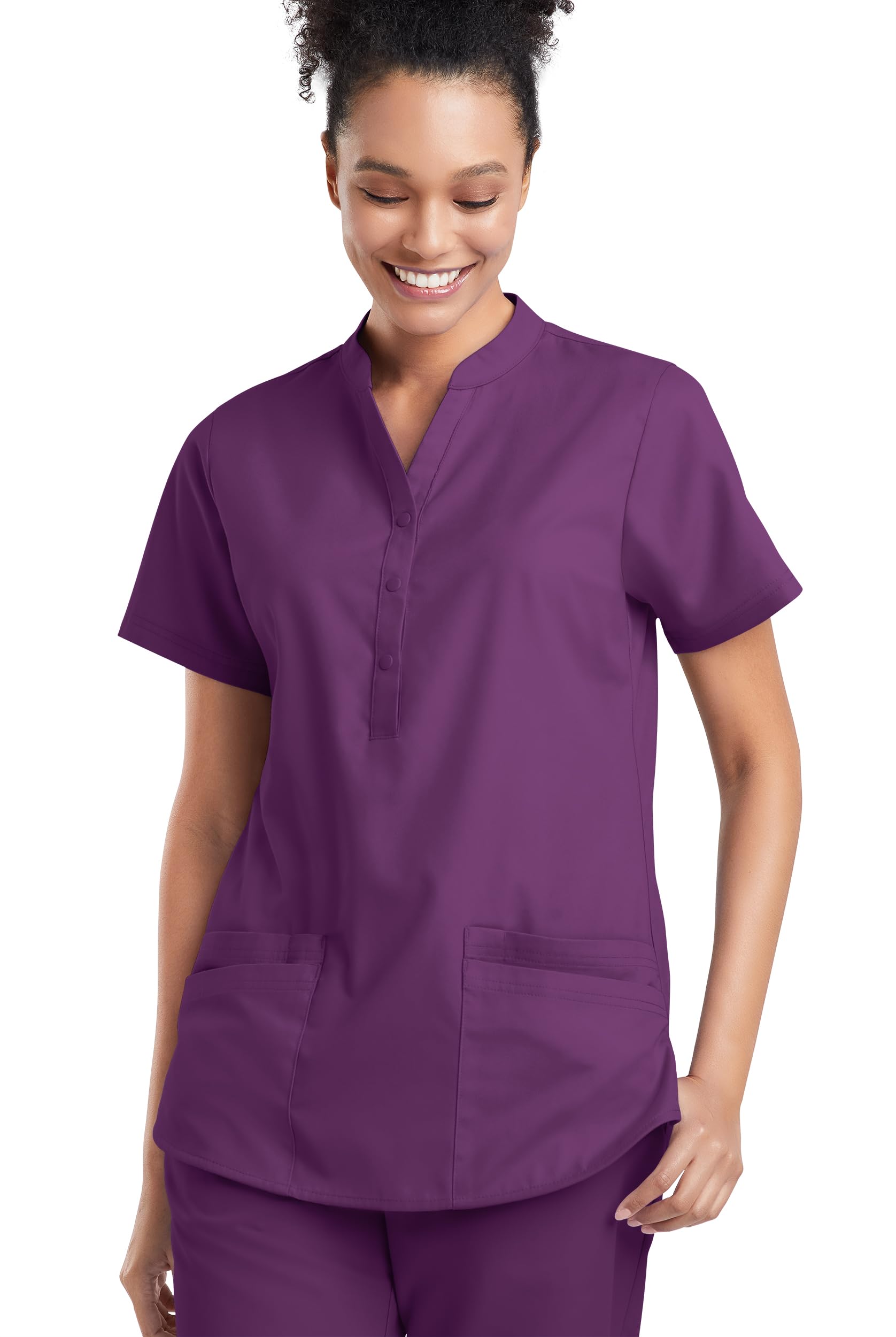Strictly ScrubsWomen's 6-Pocket Mandarin Collar Scrub Top (XS-3X, 11 Colors) – Easy Care, Durable, Medical Scrub Uniform