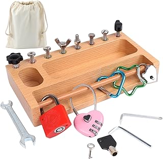 Montessori Screwdriver Board Set Lock and Key Toys Kids Tools Nuts and Bolts Montessori Toys for 3 4 5 Year Old Learning Practical Life Materials Fine Motor Skills Occupational Therapy Games