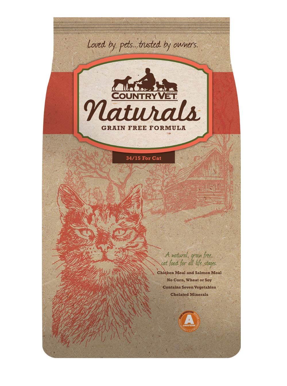Country Vet Naturals 34/15 Grain Free High Protein Dry Cat Food 5 lb, Brown (P13024)