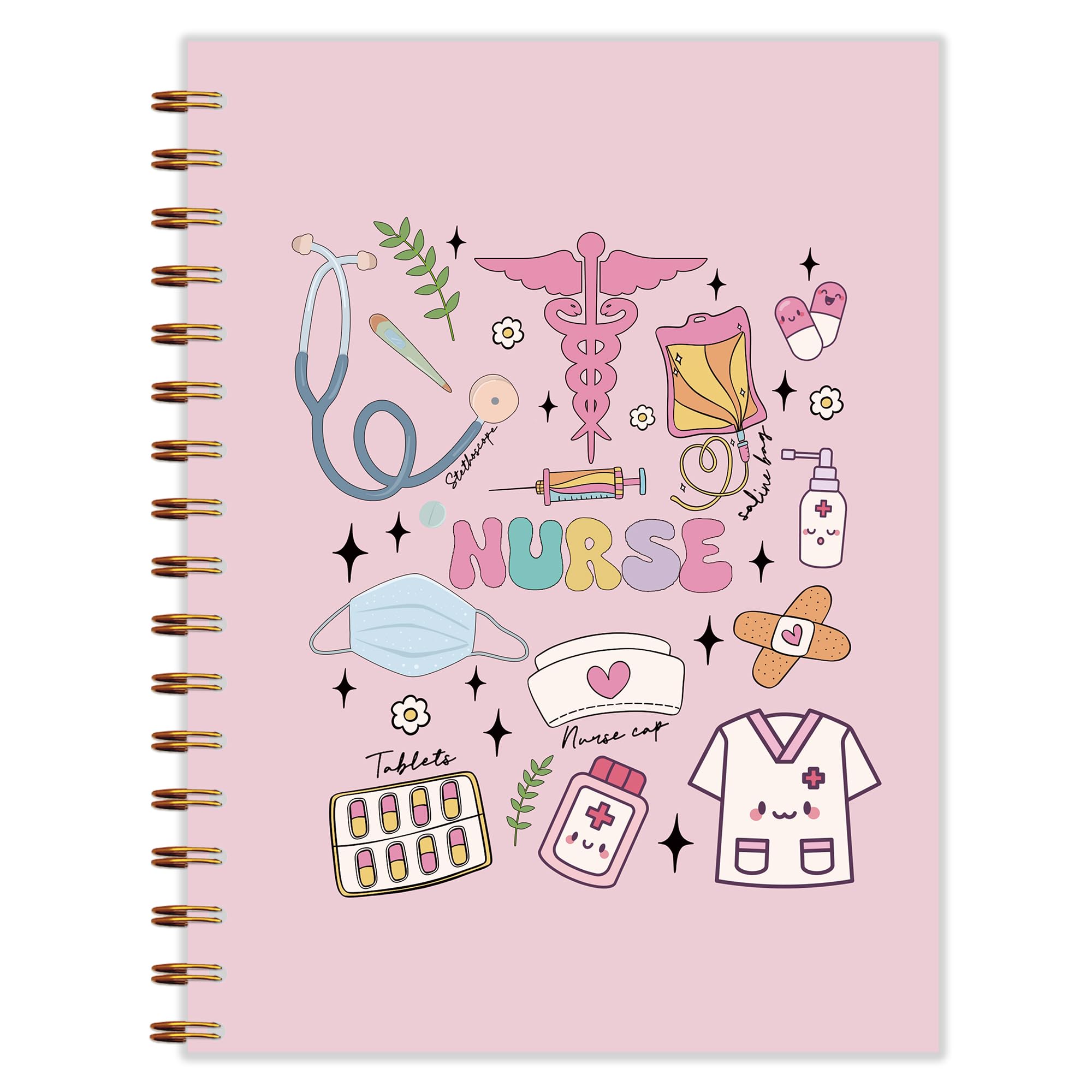 Qnhij Trendy Pink Nurses Spiral Notebooks 5.5x8.3, Nurse Nursing Notebook, Nurse Appreciation Gifts Journal, Nurses Week Day Gifts Journal, Nursing Supplies for Work โ image 1