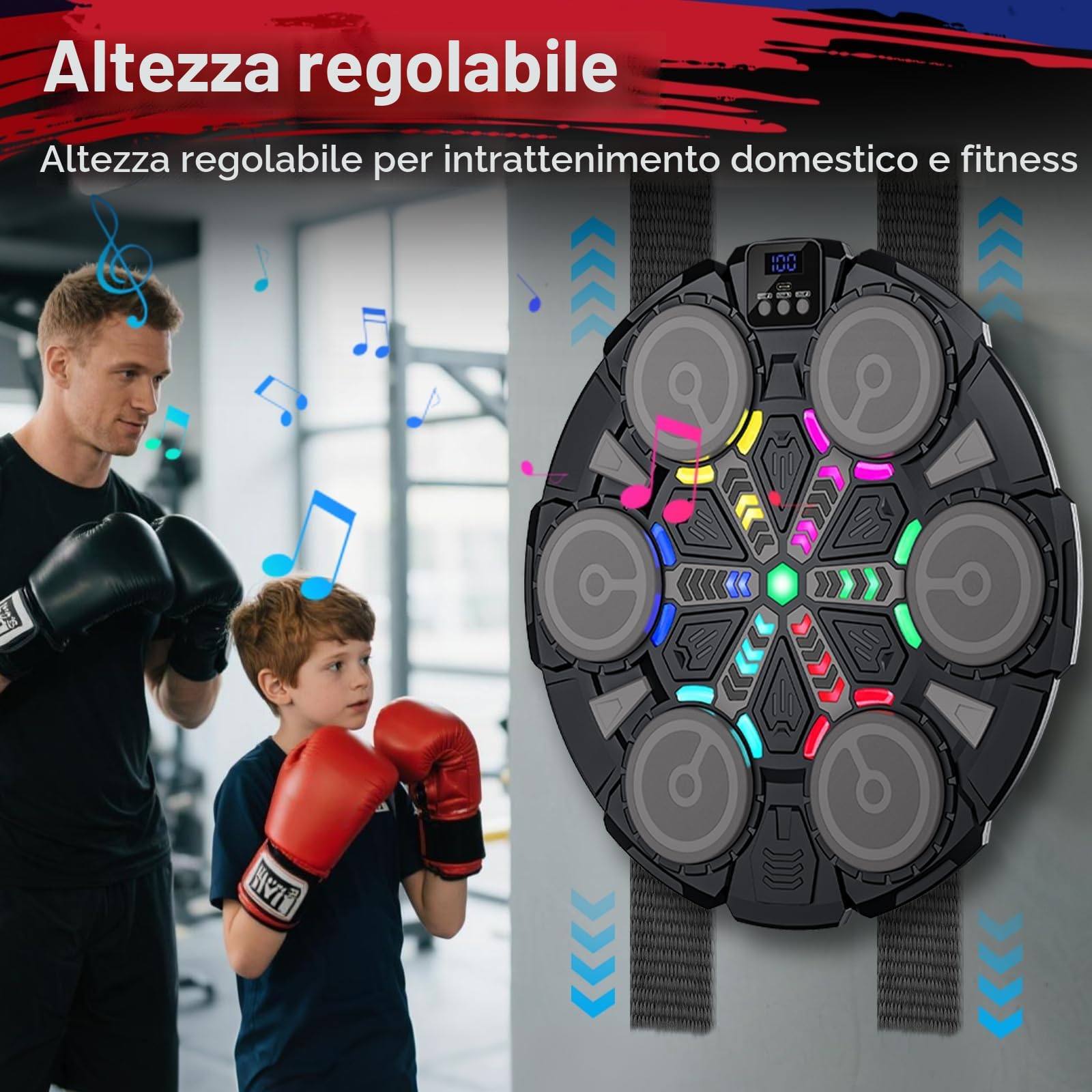 Macchina musicale per boxe, con Bluetooth, da parete, con ricarica USB, attrezzatura da allenamento per boxe, regalo per bambini e adulti