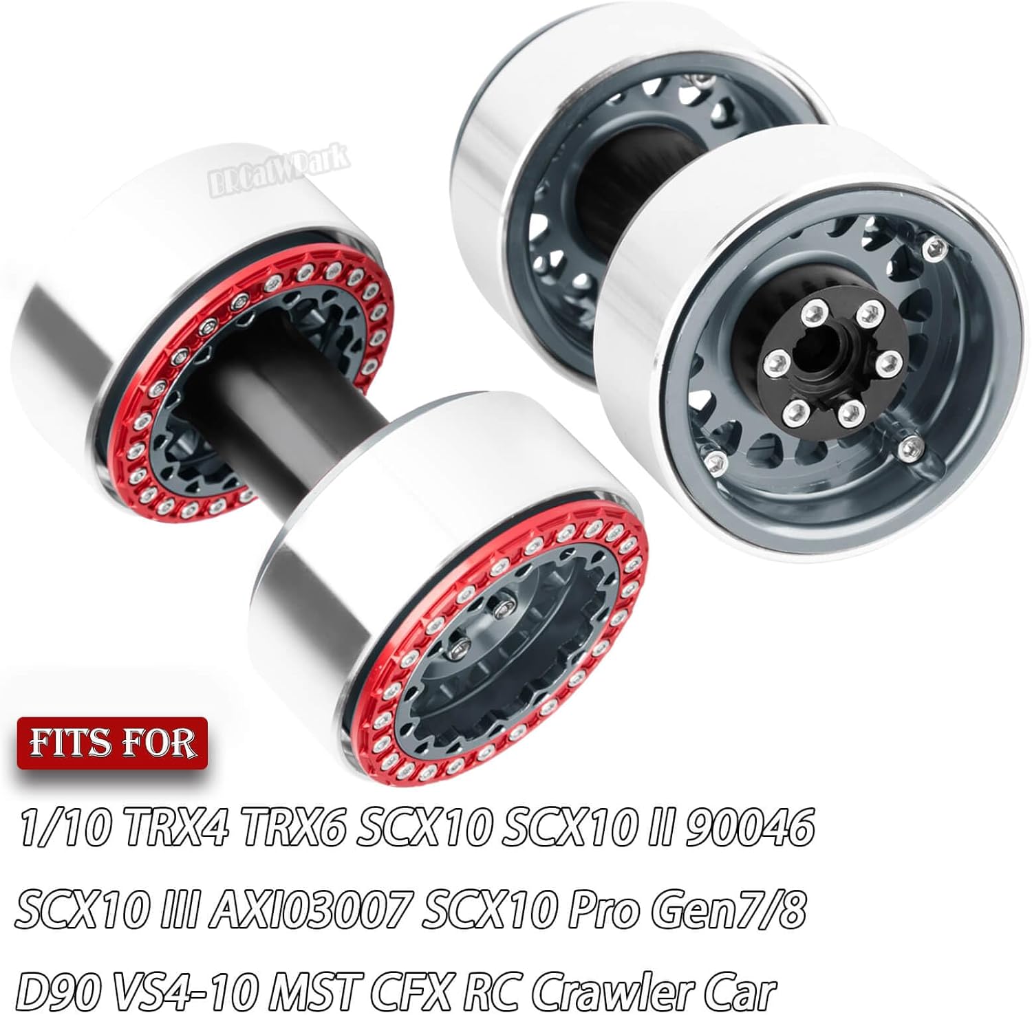 RC 1.9 Dually Beadlock Wheels Rims w/Adjustable Offset for 1/10 TRX4 TRX6 SCX10 SCX10 II 90046 SCX10 III AXI03007 SCX10 Pro Gen7/8 D90 VS4-10 MST CFX RC Crawler Car,4Pcs Alloy Rim,Titanium