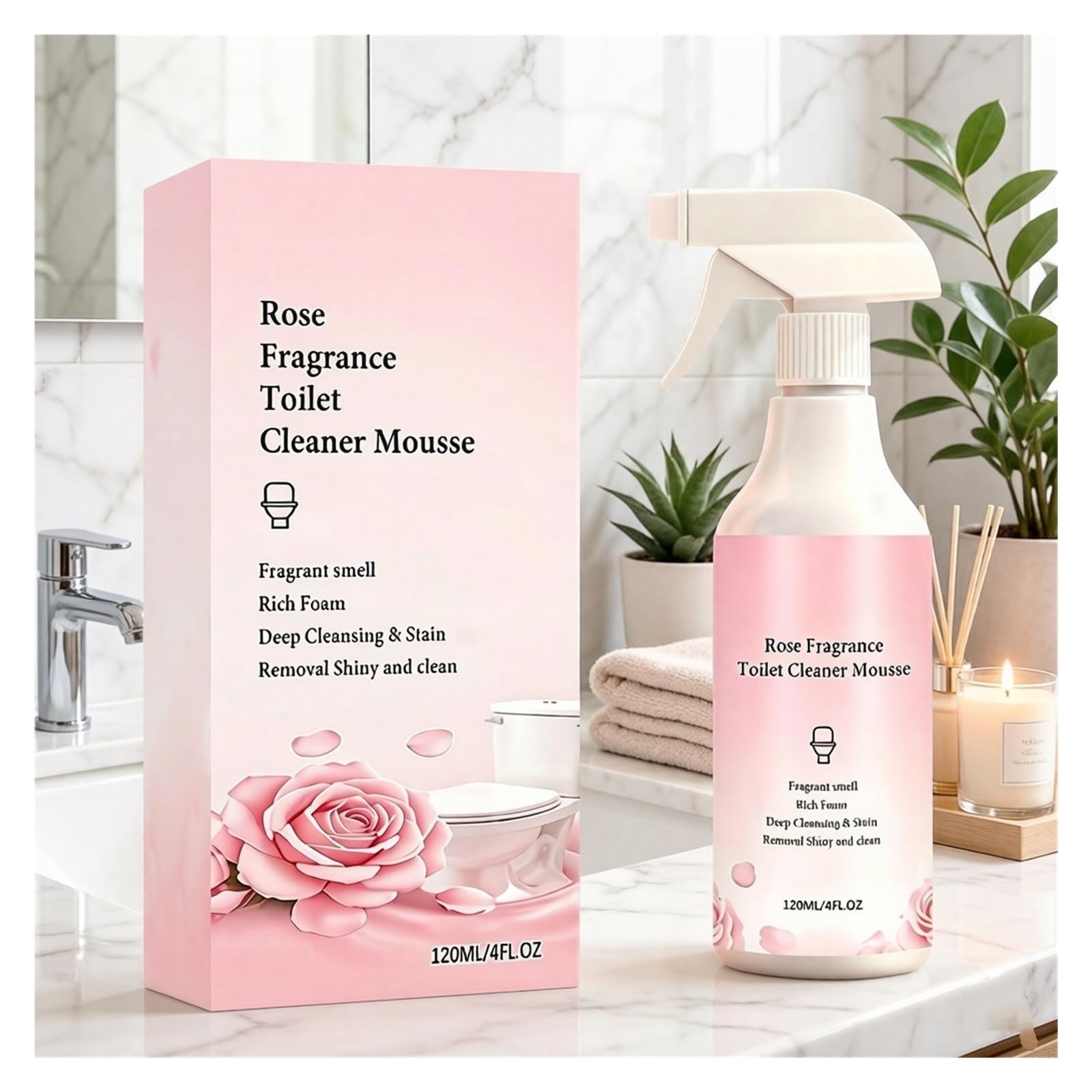 Mousse Limpiador de Inodoros 120ml | Elimina las manchas amarillas y la cal, deja un aroma fresco y limpio(2pcs)