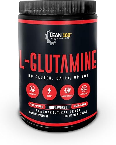 Lean 180 Best Pure L-Glutamine Powder - Apoya los músculos, el estado de ánimo, el intestino, la salud inmunológica. Aminoácido vital, ideal para Lean 180 Best Pure L-Glutamine Powder - Apoya los músculos, el estado de ánimo, el intestino, la salud inmunológica. Aminoácido vital, ideal para