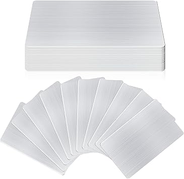 50 pcs 304 Stainless Steel Metal Business Cards Blanks, 3.4 x 2.1 Inch Thickness 0.5 mm Metal Card Laser Engraving Steel Plates for Business House Customer DIY Gift