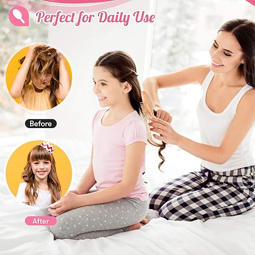 Miniatura 5 de Mini cepillo de pelo, cepillo desenredante para cabello grueso, rizado, fino, largo, corto, húmedo o seco, cepillo de viaje pequeño de bolsillo para