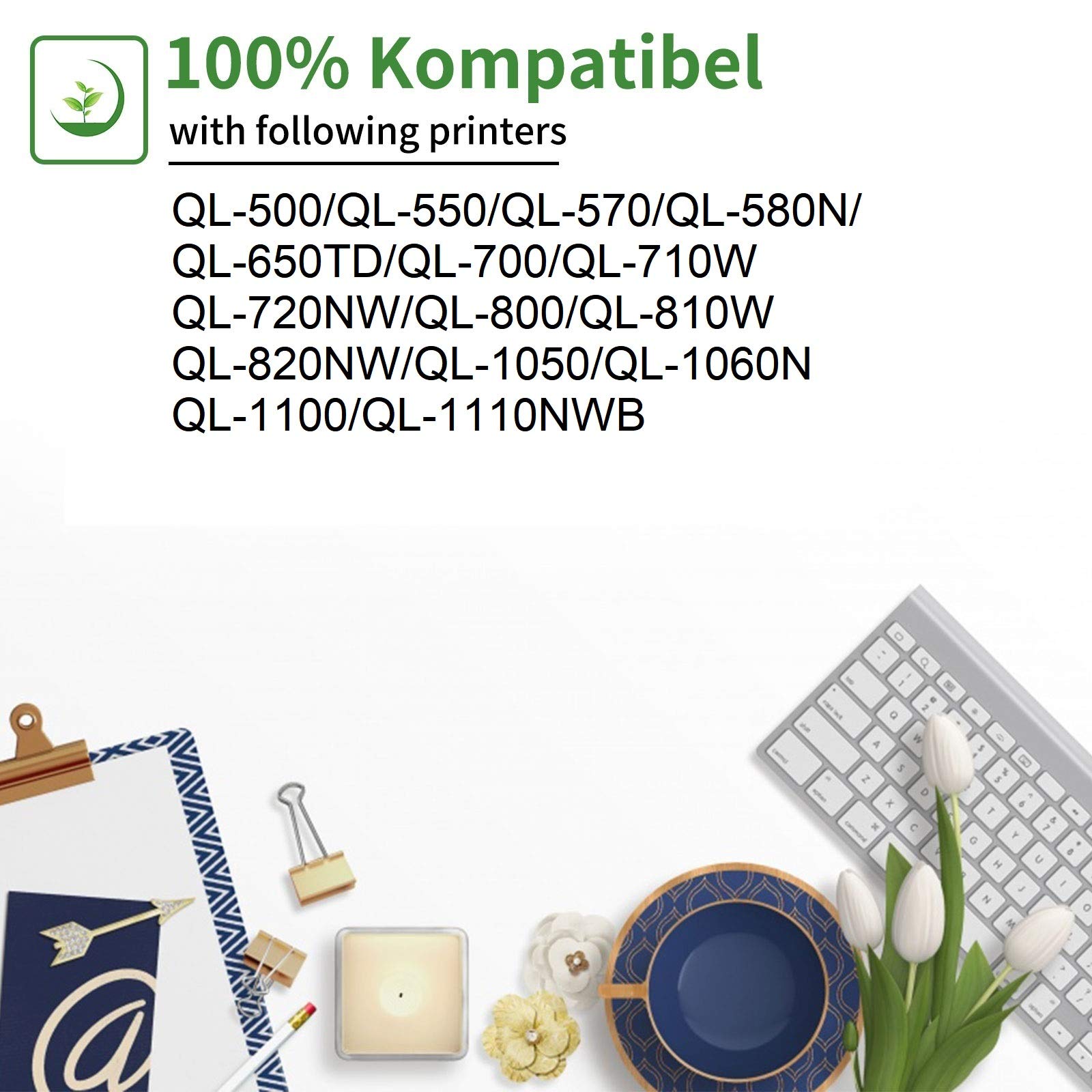 Top Fresh 20 Rollen Kompatibel DK22205 62mm x 30.48m Endlosetiketten Ersatz für DK-22205,Kompatibel für QL-500/QL-550/QL-570/QL-580N/QL-650TD/QL-700/QL-710W/QL-800/QL-810W/QL-1050/QL-1060N/QL-1100