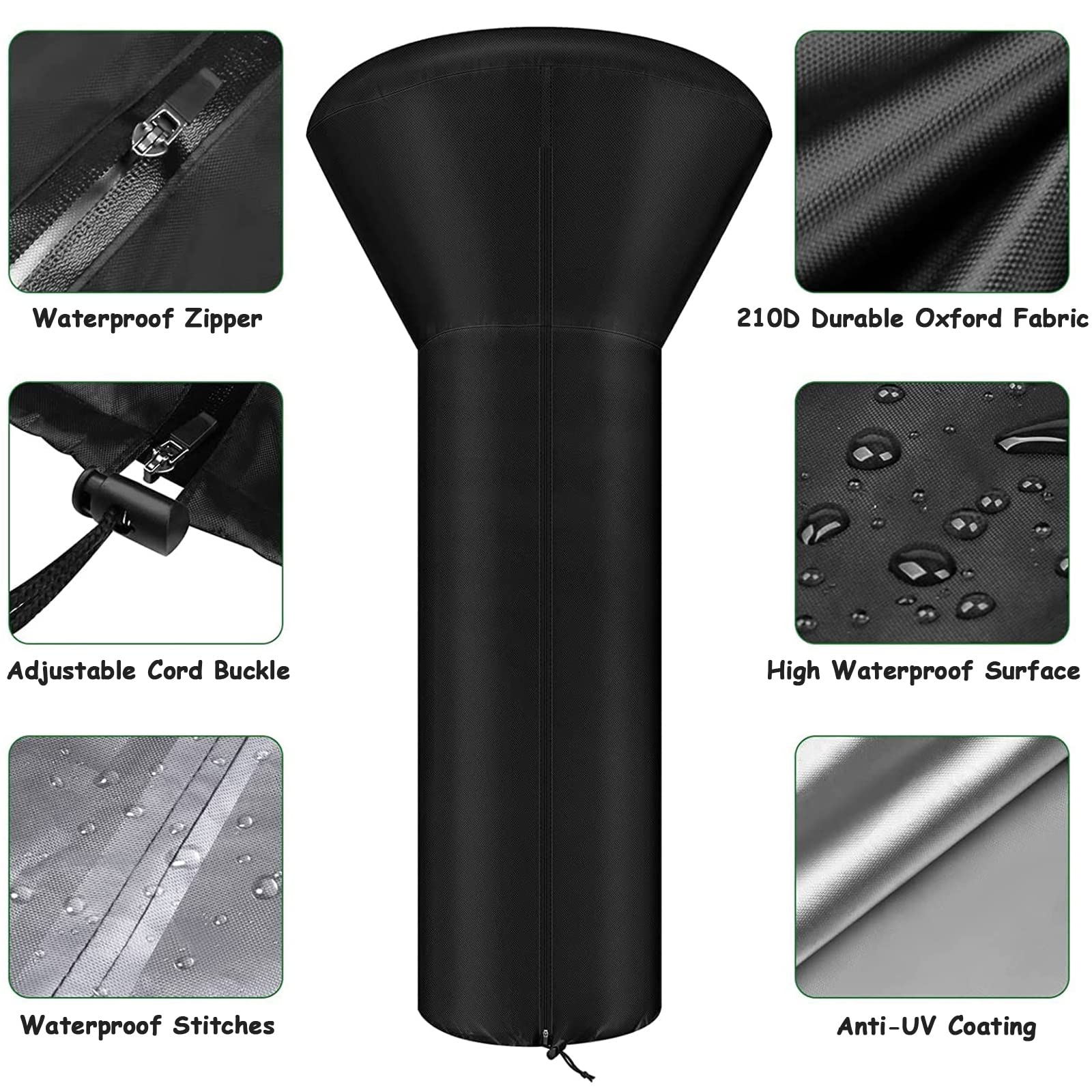 UKCOCO Housse De Chauffage De Terrasse Housse De Protection Pour Chauffage Extérieur Tissu Oxford Robuste Résistante Aux Intempéries Protection La Pluie Neige