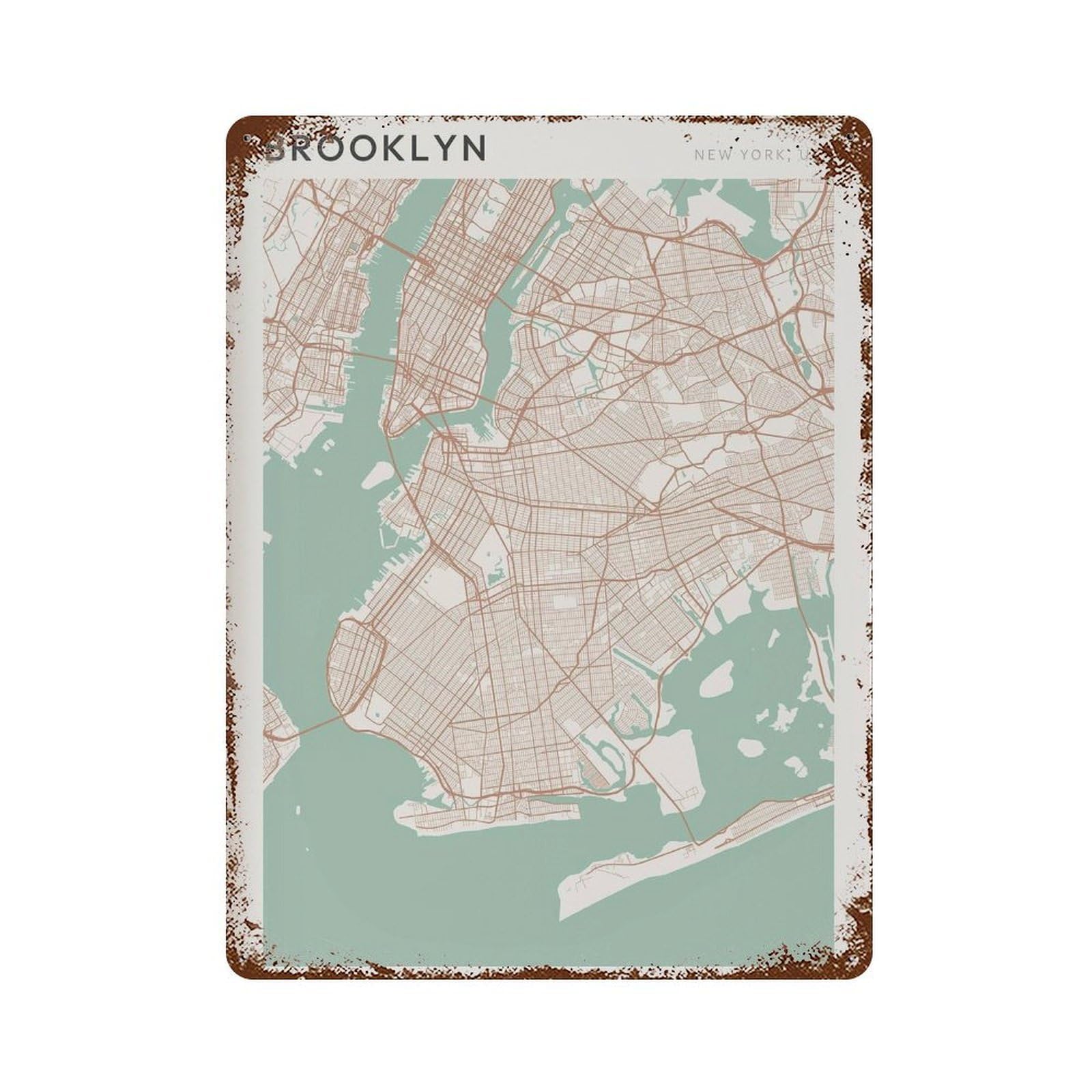 xiaoxiaoshen Brooklyn Map New York Travel Gift Scandi (2) Wall Decor Art Metal Tin Poster Modern Home Decor Art Home Bar Shop Decorations Vintage Sign 40x30cm
