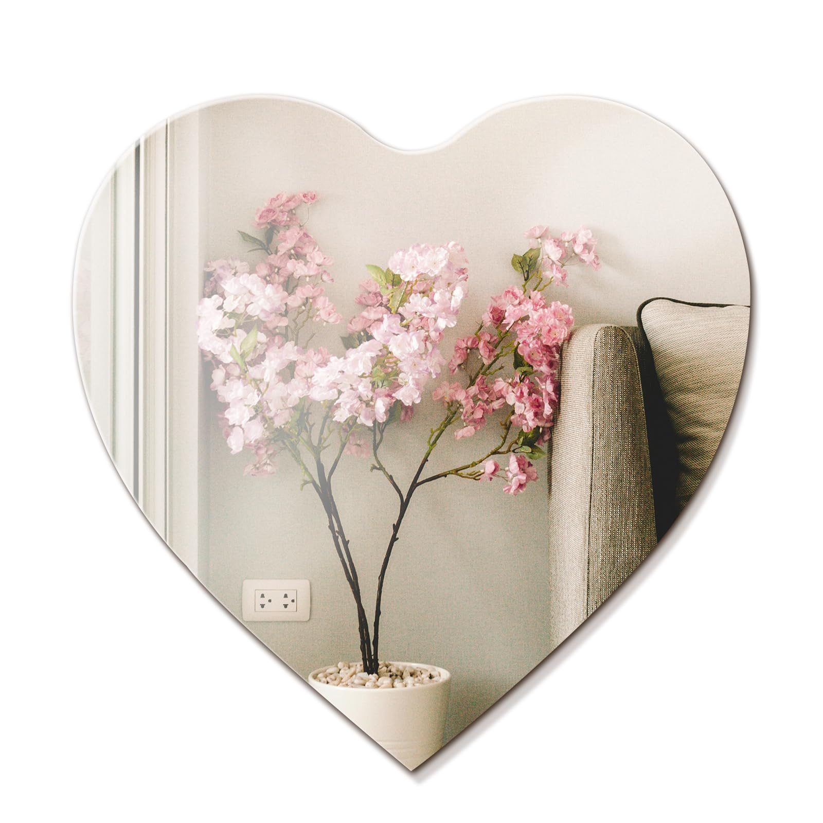 BOOPANREE 2PCS Acrylic Mirrors for Wall, Cute Mirror for Girls Bedroom, Stick On Mirrors for Wall, Can Also Be Used for Living Room, Dining Room,