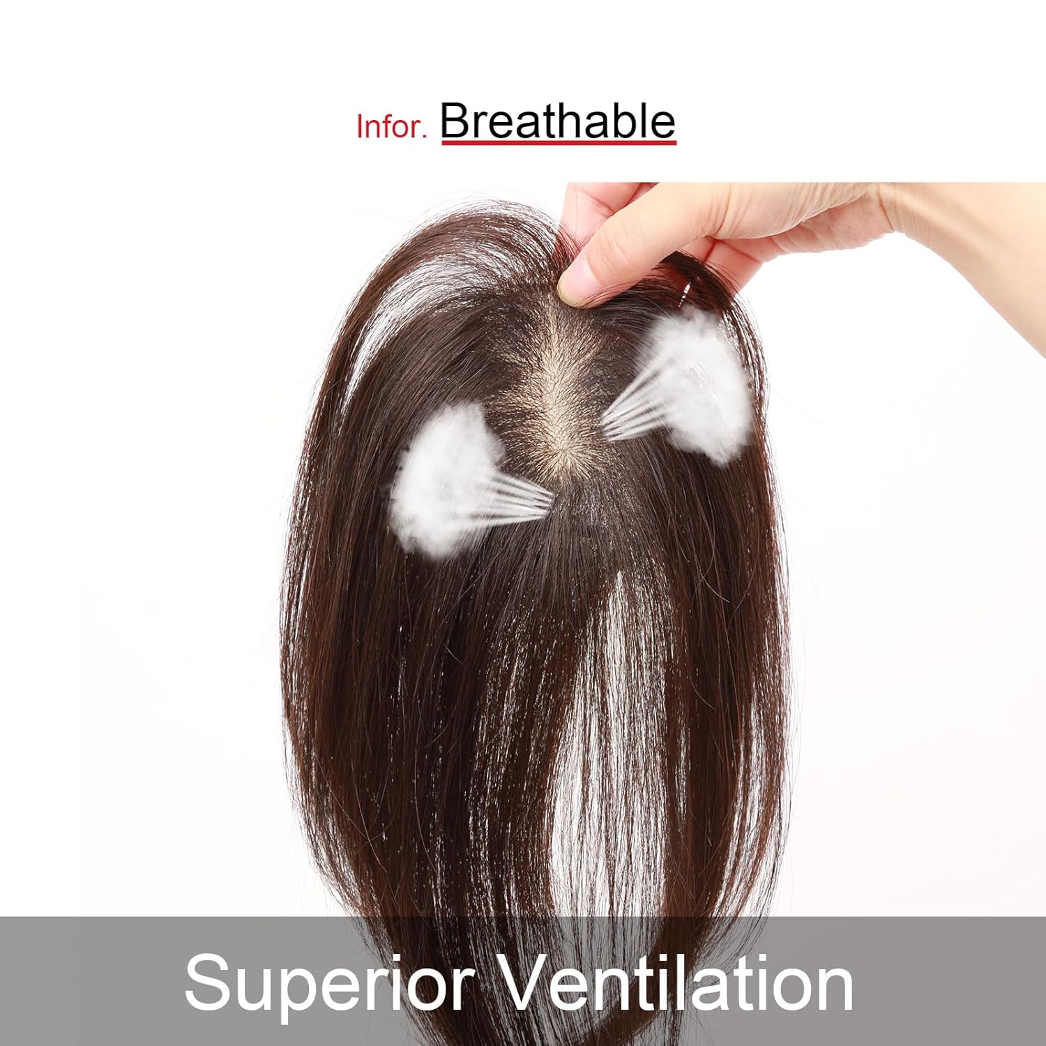 100% Human Hair Topper Machine Hand Made Hair Pieces Clip in Hair Wiglets for Women Thinning Hair,Hair Loss BAZF710 (BR Brown × Hair Length:9.8"(25cm), Base Dimension:2.8"×3.9"(7cm×10cm))