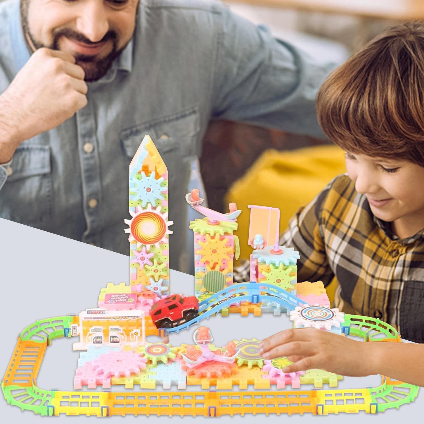 Giocattoli per Ingranaggi per Bambini - Giocattoli educativi con Ingranaggi rotanti - Puzzle Fai-da-Te riutilizzabili di Ingranaggi didattici ad Incastro per Bambini dai 3 Anni