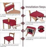 Vista 6 de Dining Chair Seat Covers Set of 6, Stretch Velvet Chair Seat Slipcovers Protector, Removable Washable Kitchen Chair Covers for Dining Room Chairs