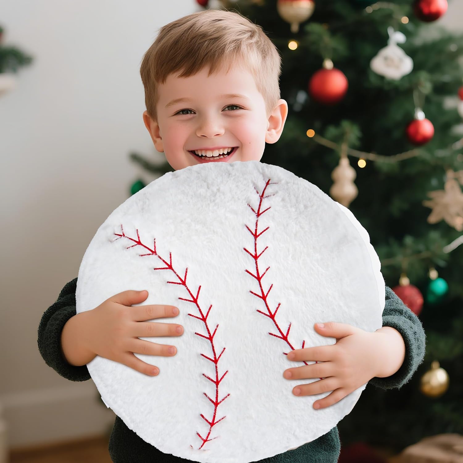 Wepop 18in Fluffy Baseball Pillow, Soft Baseball Pillows, Sports Ball Pillow Stuffed Plush Toy Room Decoration and Gifts for Kids, Boys, Girls, Baseball Fans